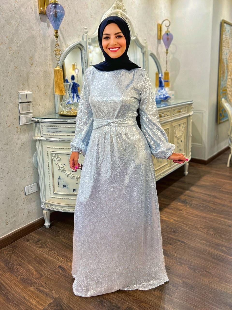 dress silver hijab Evening Gowns Dress Silver Hijab Esilanur Silver Hijab Evening Dress Glfem- Trendyol