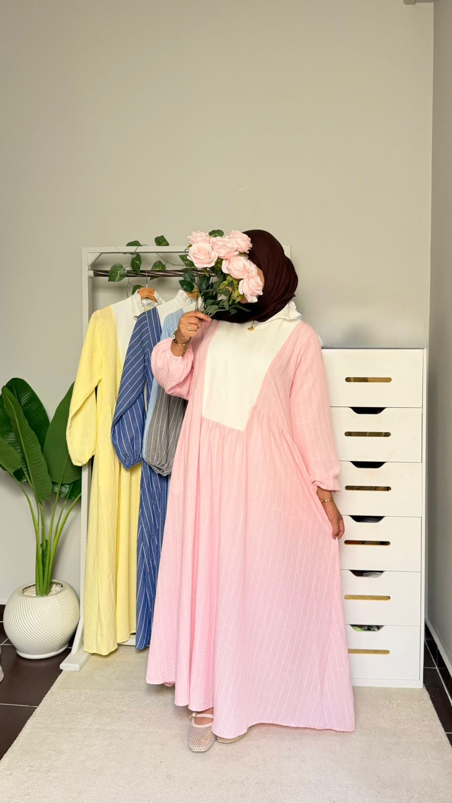 Oversized Flowy Dress-Pink