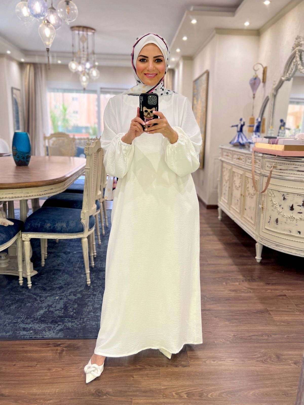 Basic Long Sleeve Dress- White