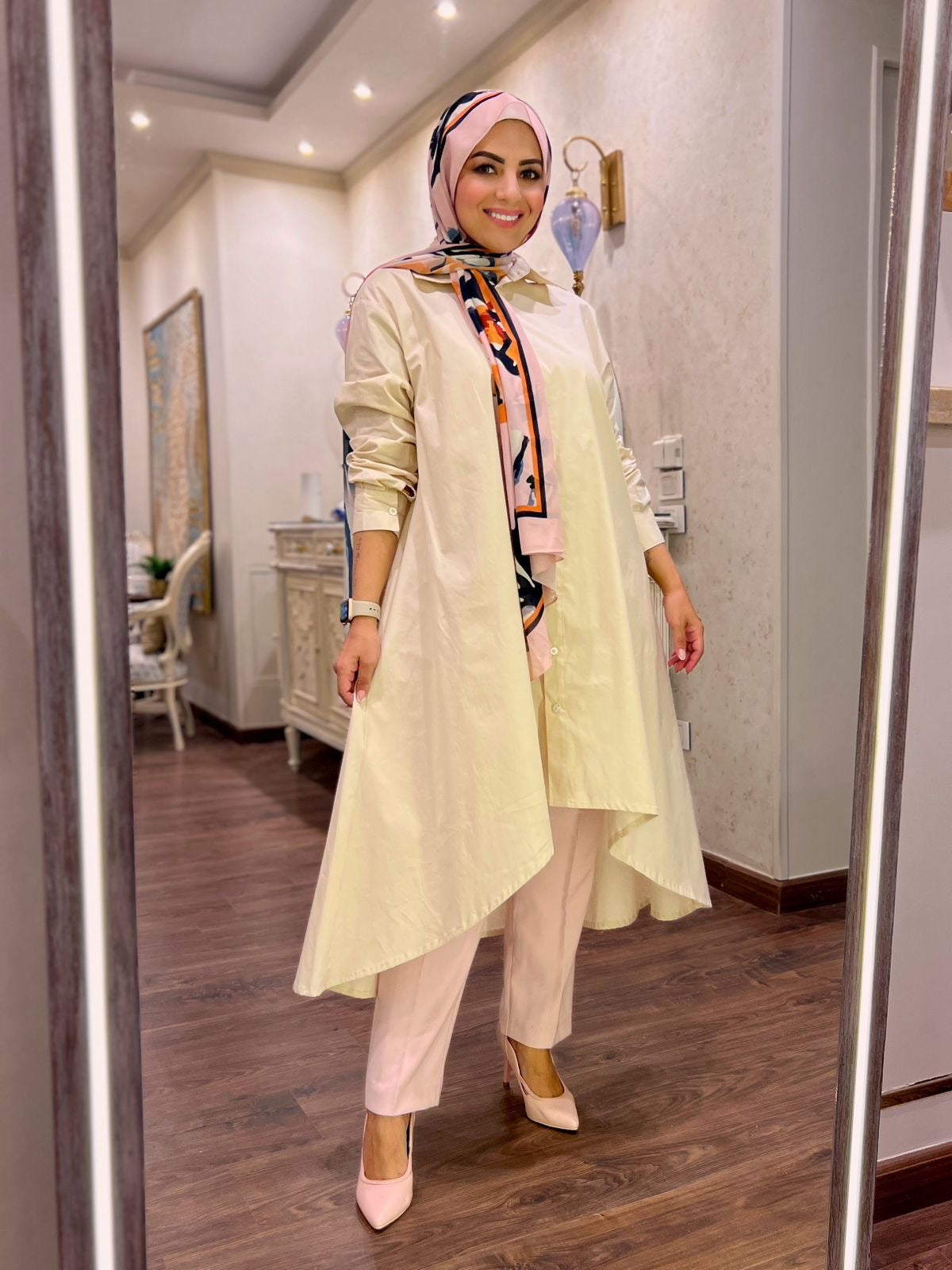 Oversized Cotton Shirt Beige