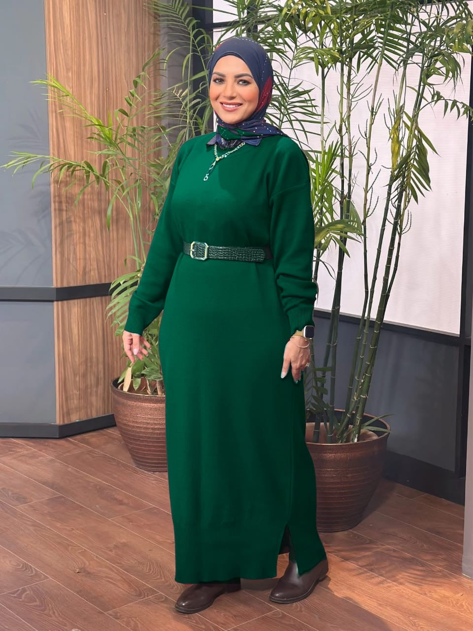 Knitted Oversized Dress - Green