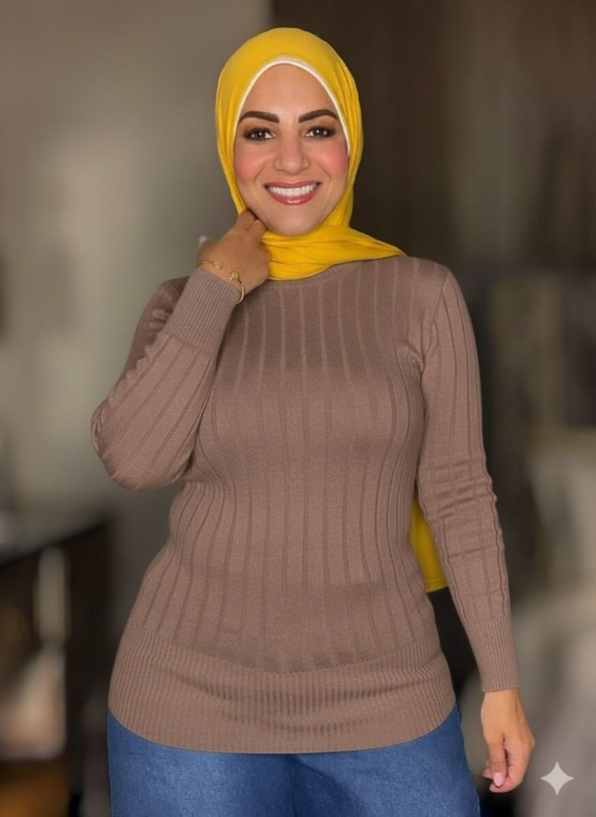 Striped High-cool Pullover Dark Cafe’