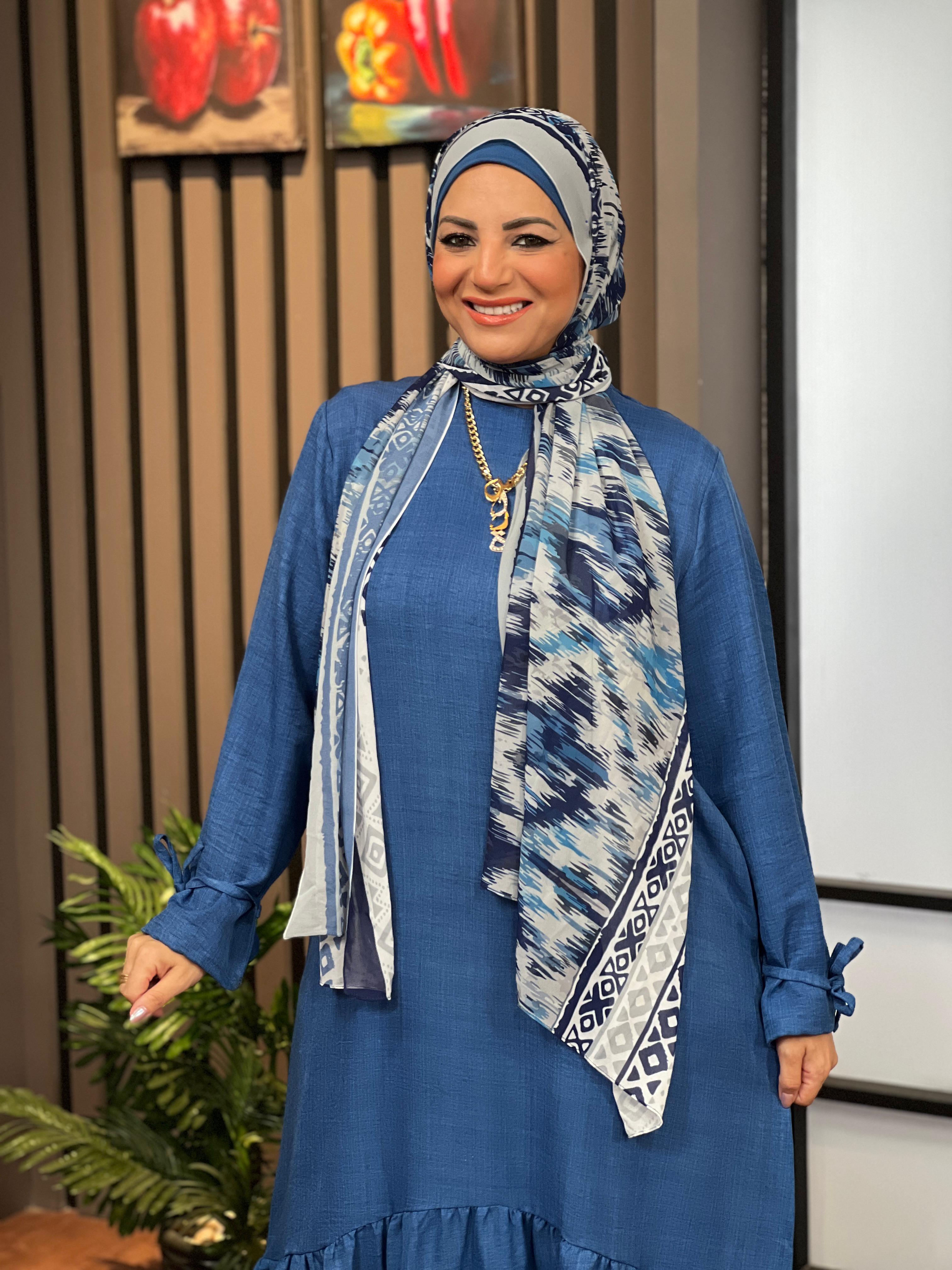 Ribboned Linen Dress Indigo