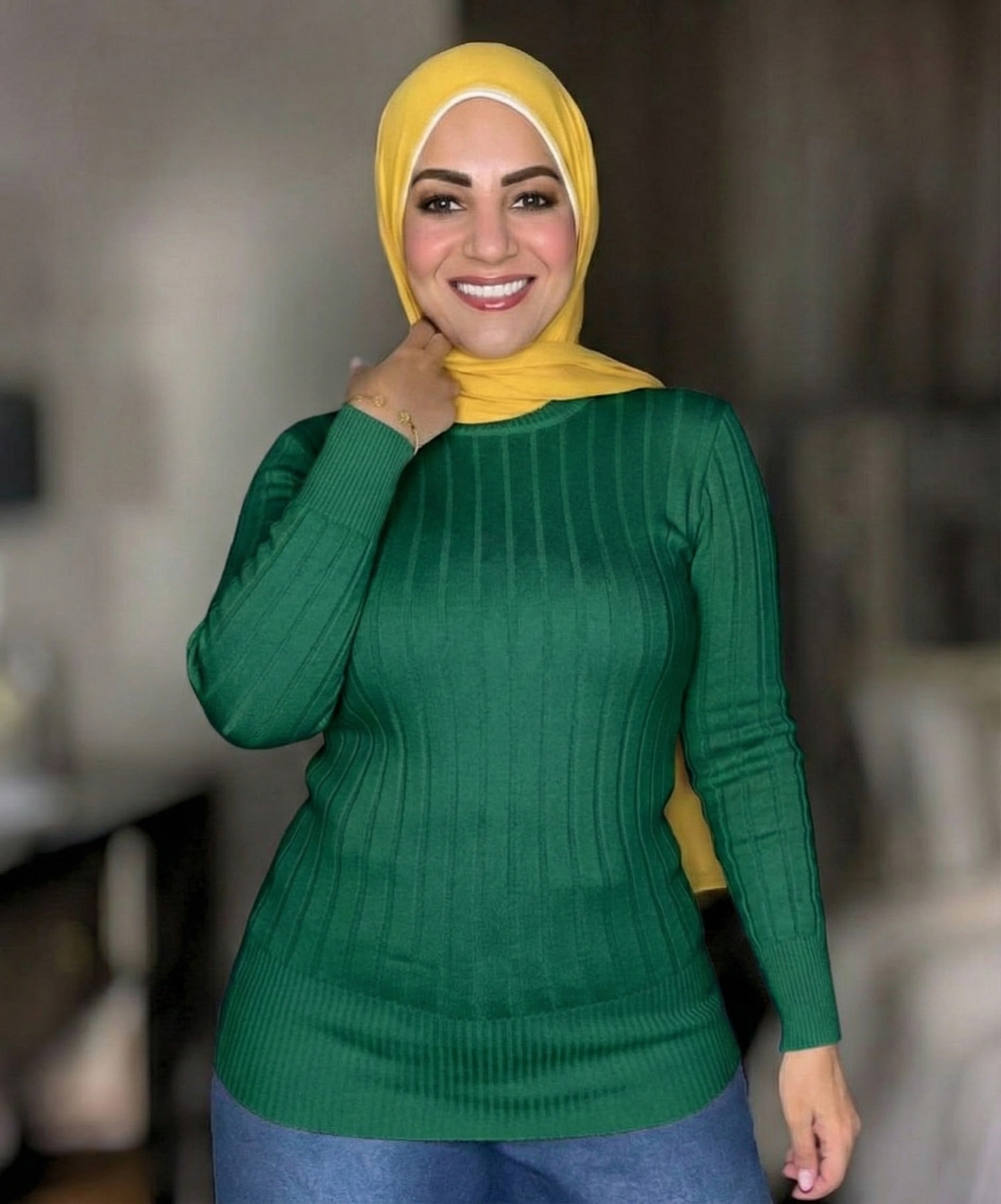 Striped High-cool Pullover dark green