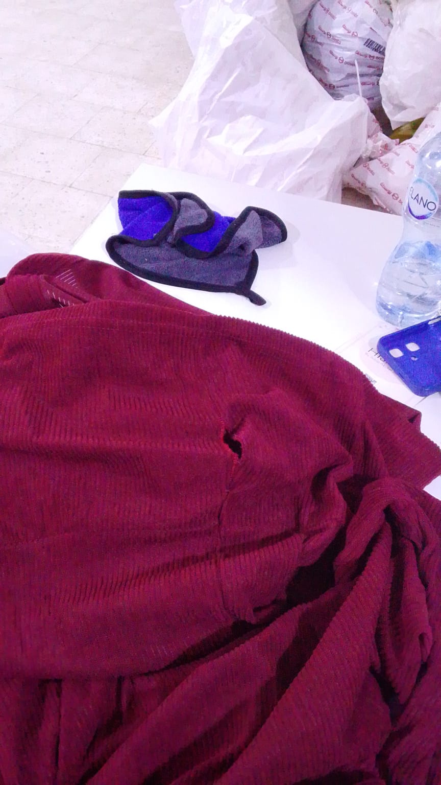 Belted corduroy dress- Burghandy (BD03)