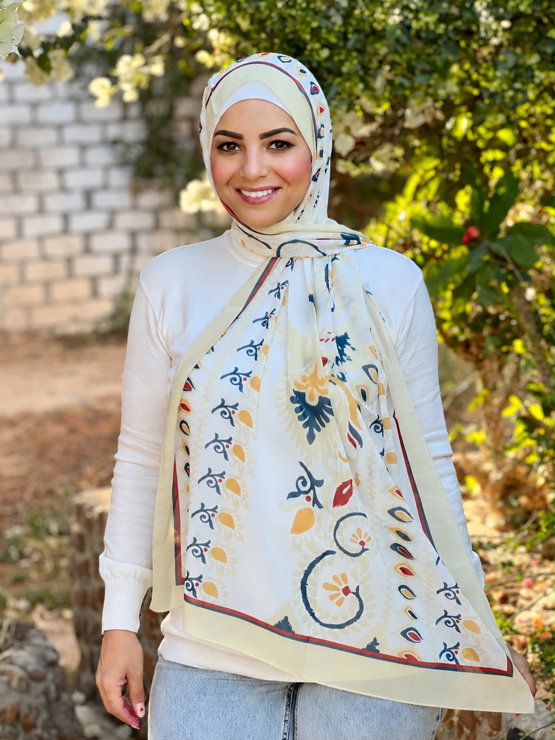 Patterned Chiffon Veil - (Out-240)