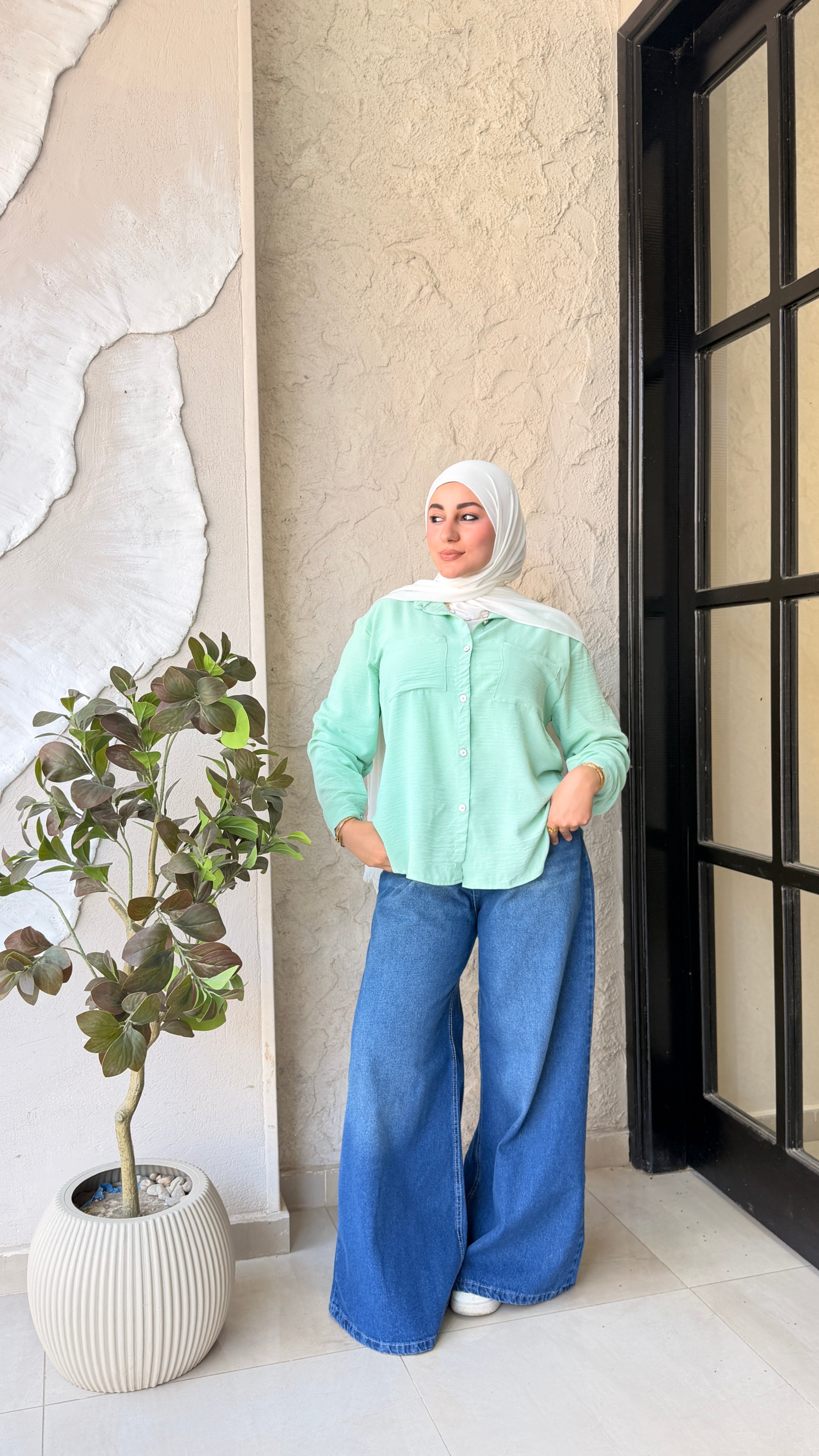 Basic Pocket Shirt - Mint green
