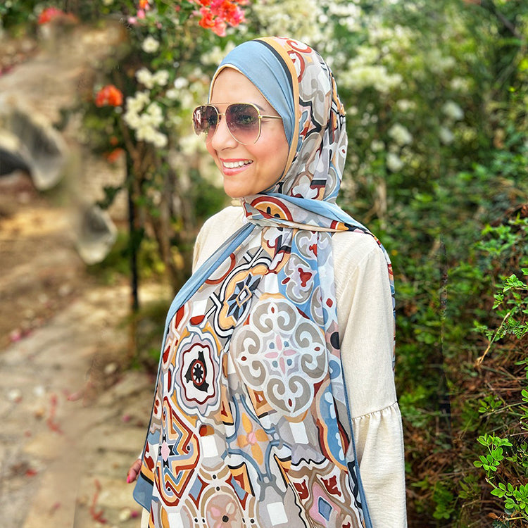 Patterned Chiffon Veil - (Out-YEB02)