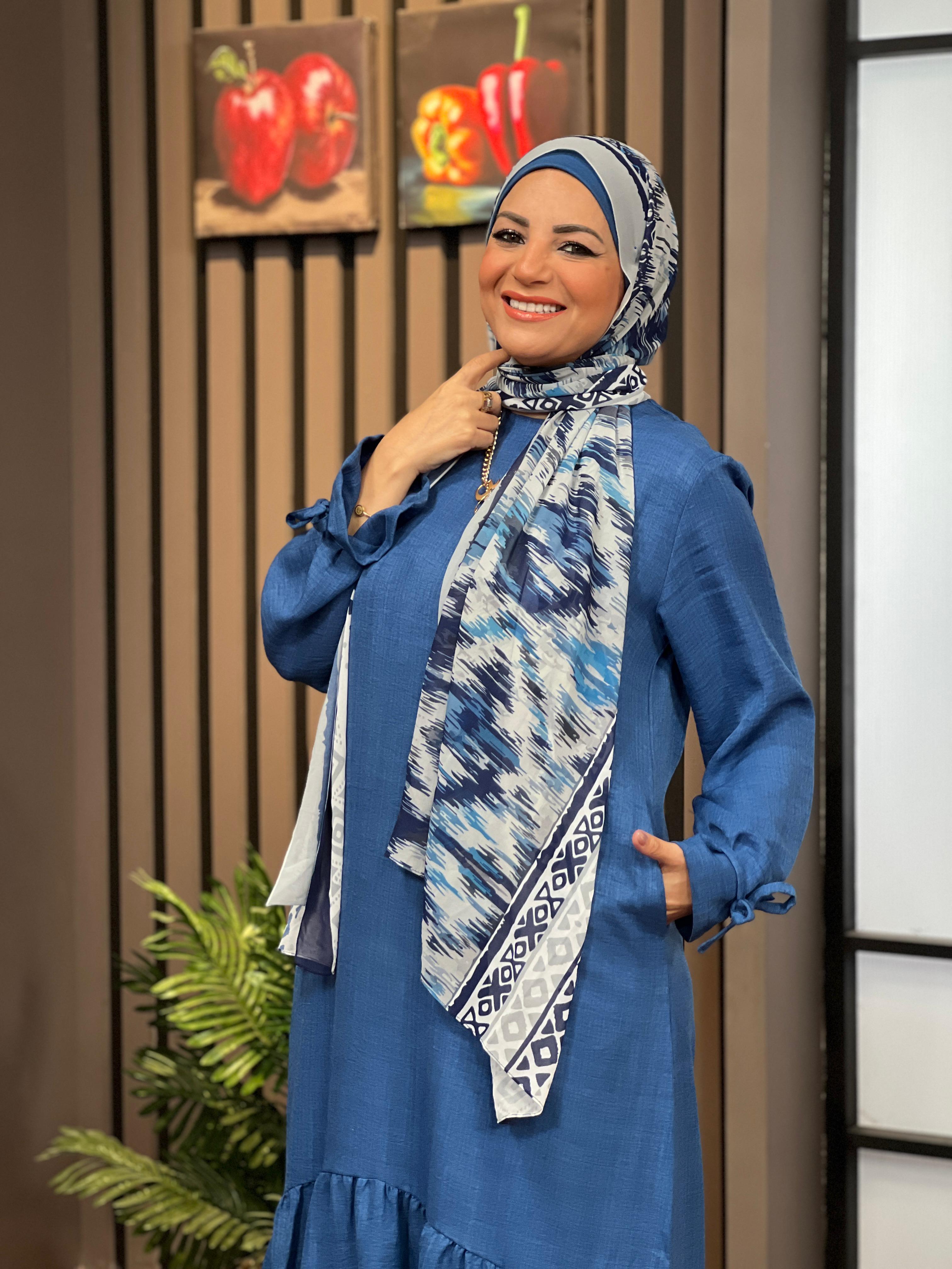 Ribboned Linen Dress Indigo
