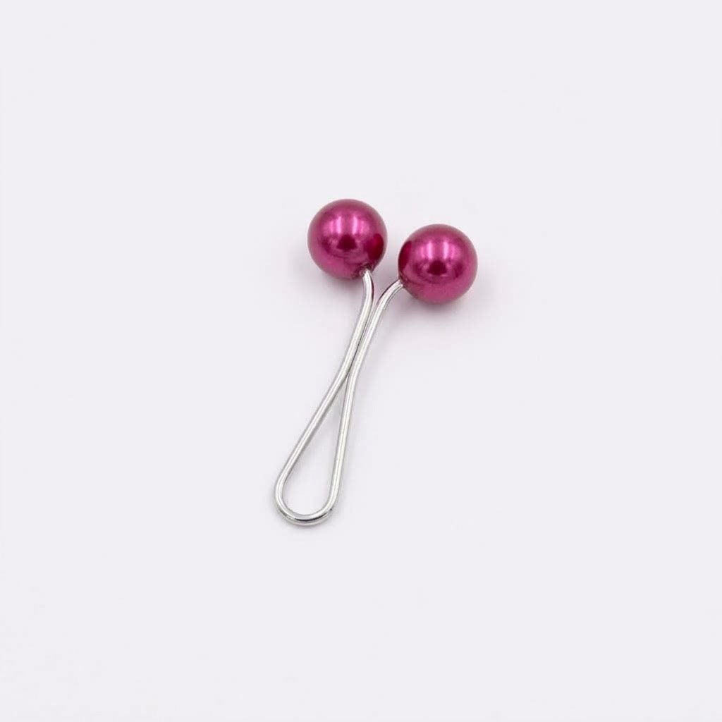 Round pearl pin Fucshia