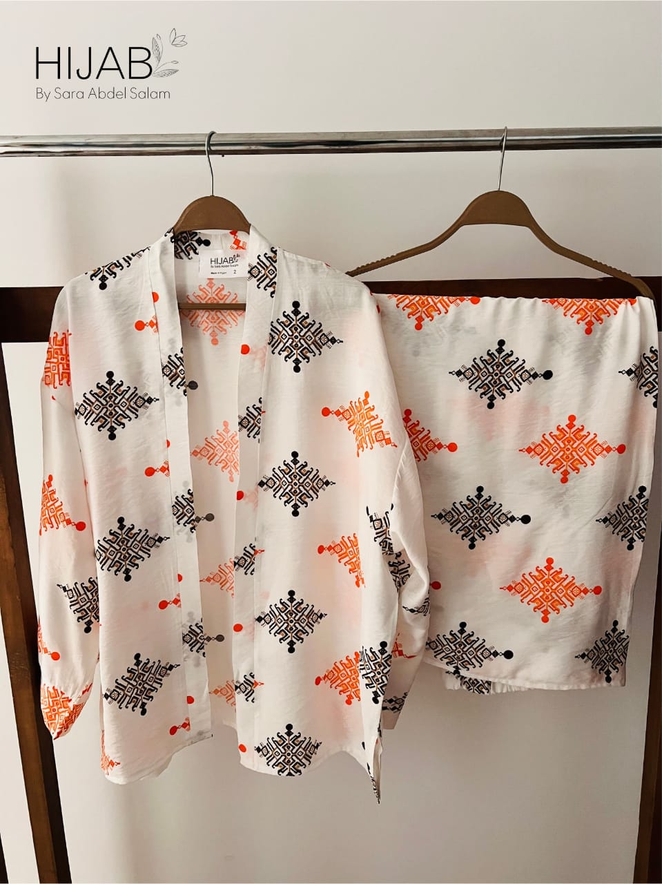 Patterned Linen Set - White