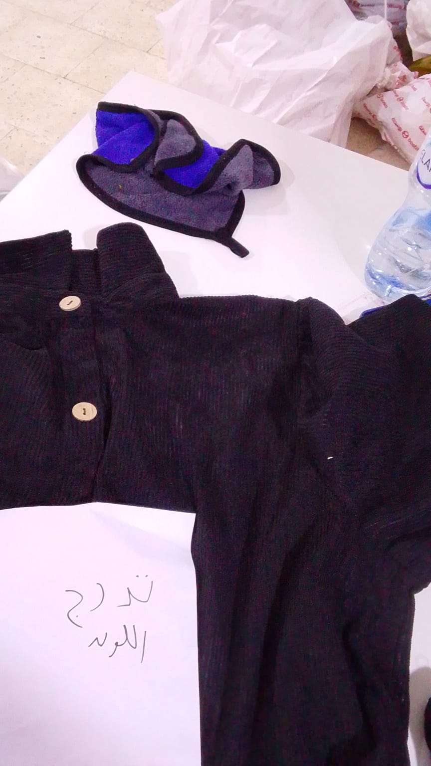 Belted corduroy dress- Black (BD04)