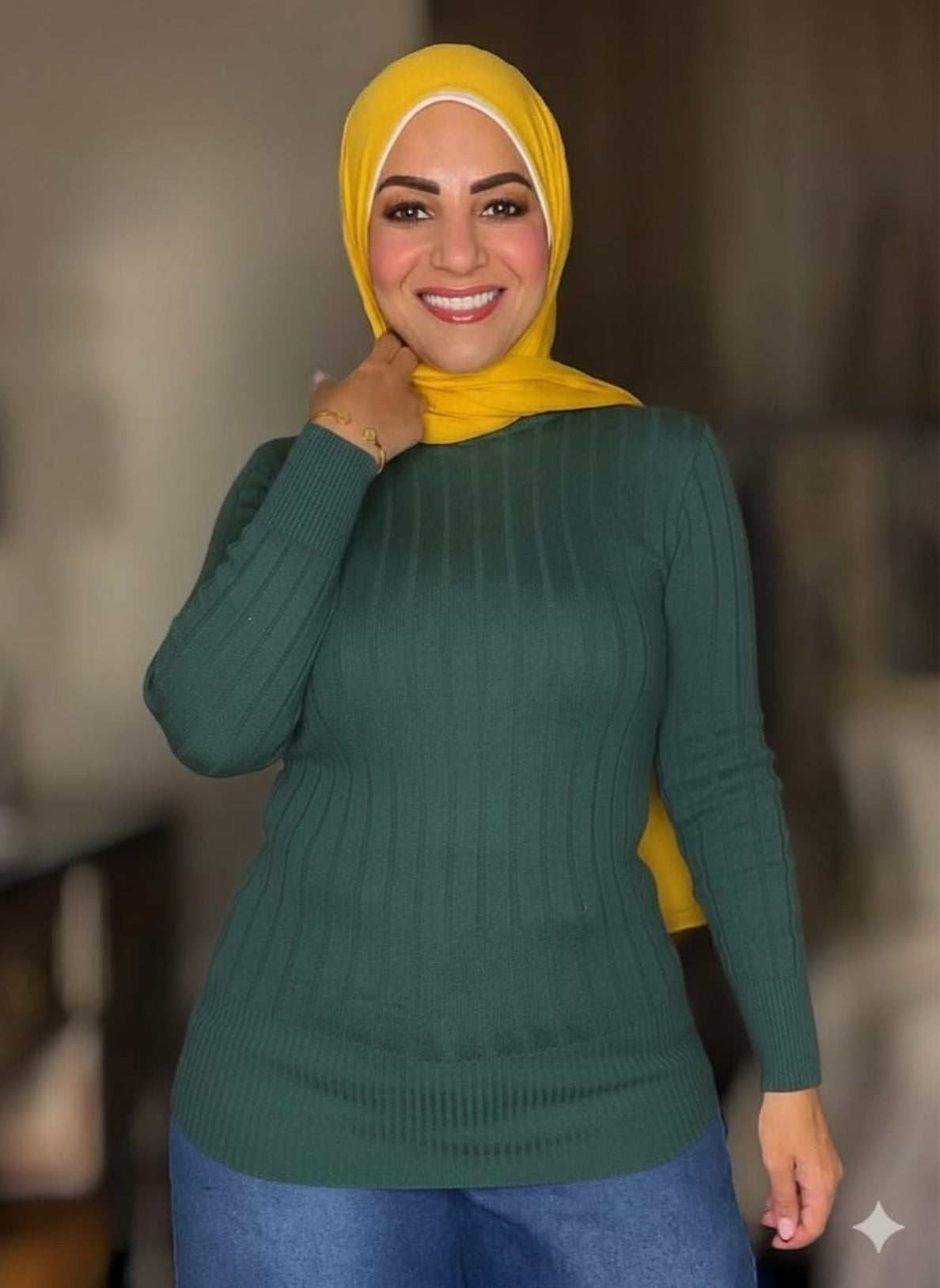 Striped High-cool Pullover Dark Olive