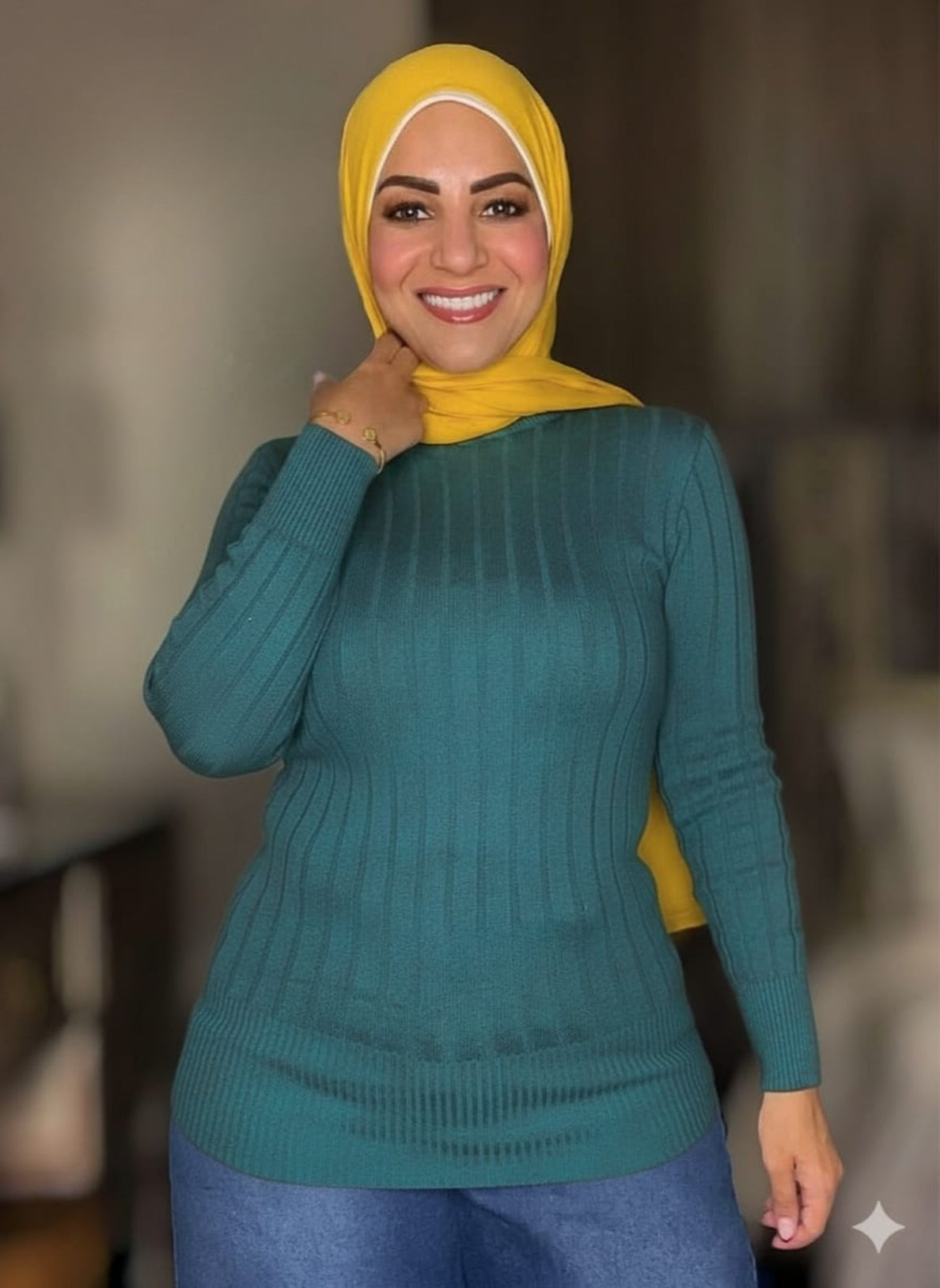 Striped High-cool Pullover Petrol blue