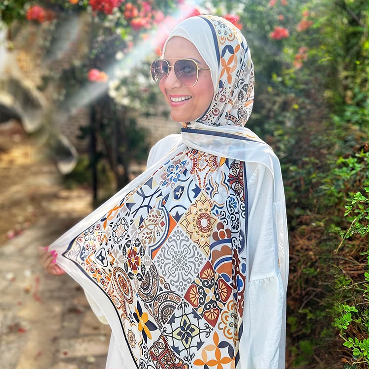 Patterned Chiffon Veil -(Out-076)