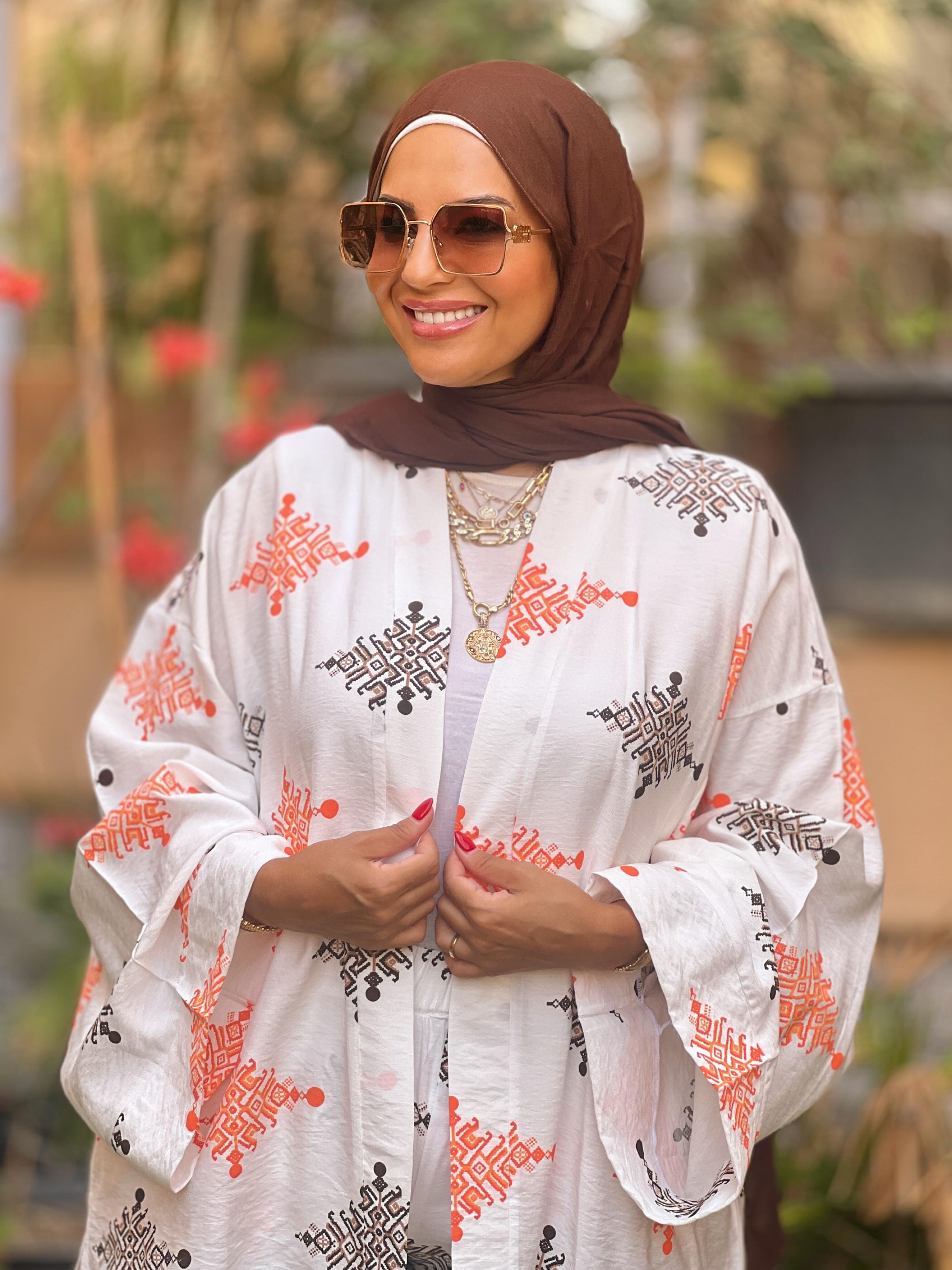 Patterned Linen Set - White