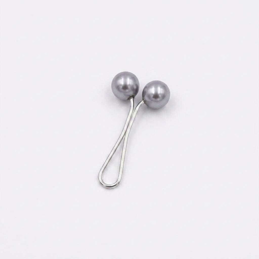 Round pearl pin Silver