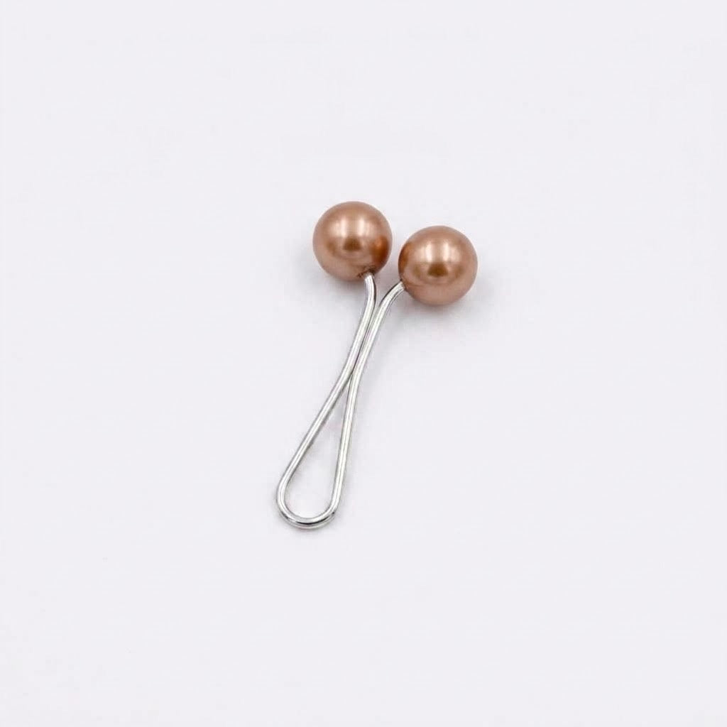 Round pearl pin Beige