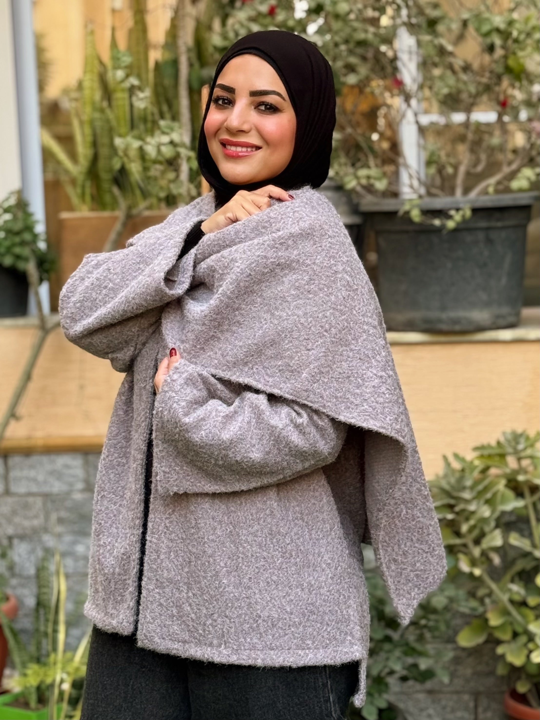 Wrapped Shawl Jacket - Gray