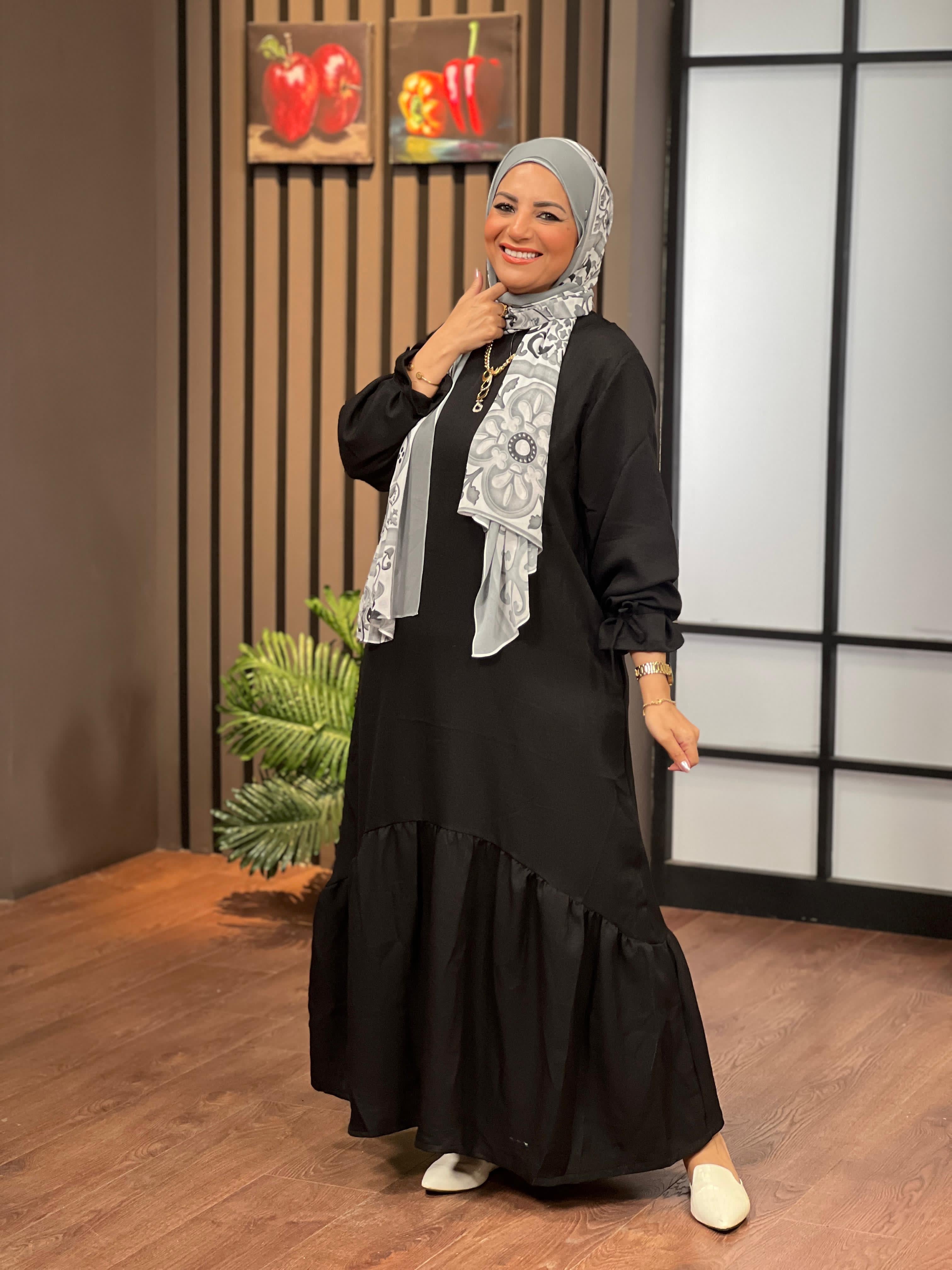 Ribboned Linen Dress - Black