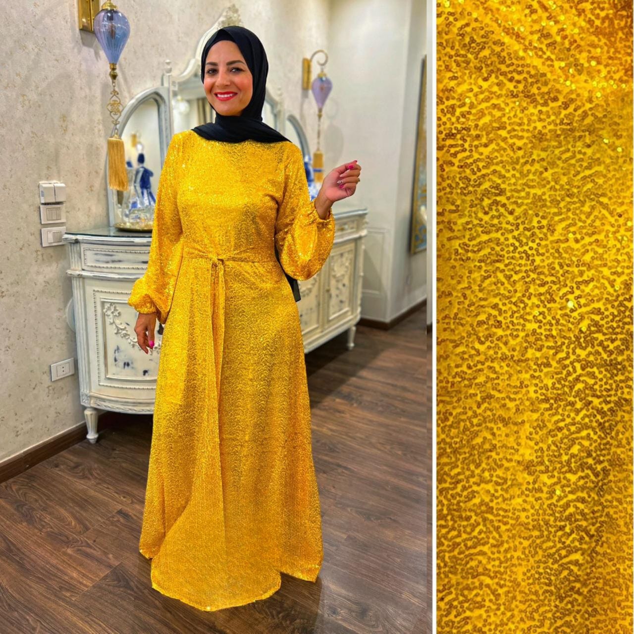 Evening Sparkle Dress Yellow