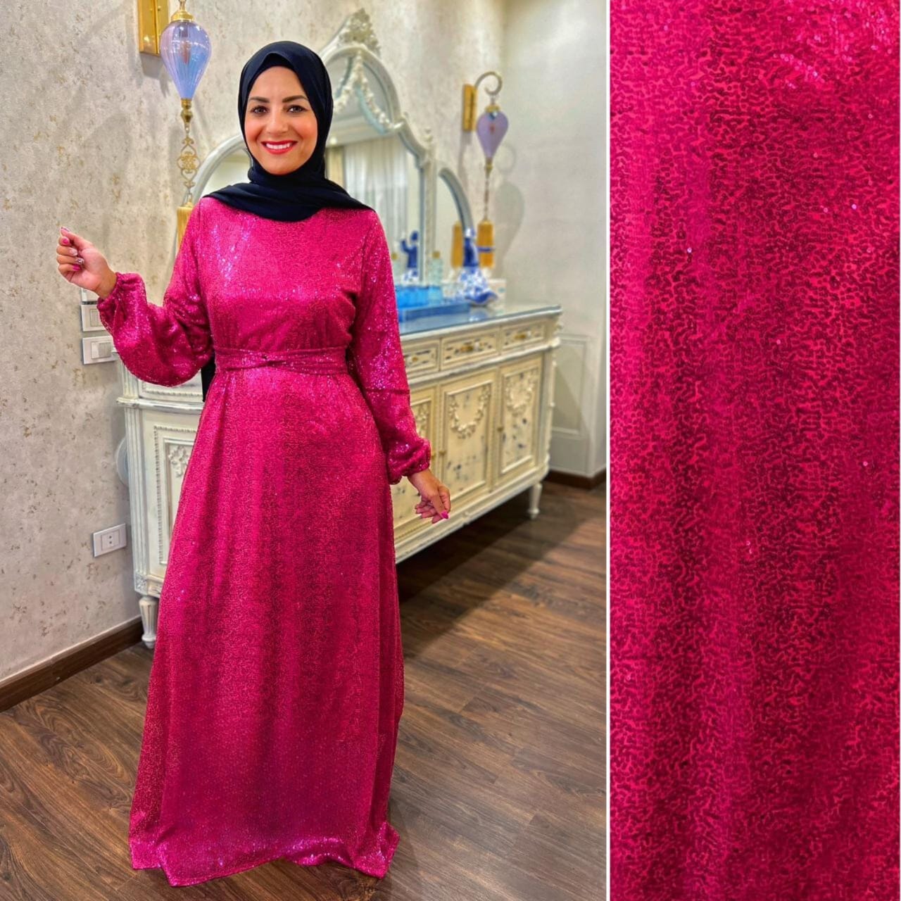 Evening Sparkle Dress Fuchsia