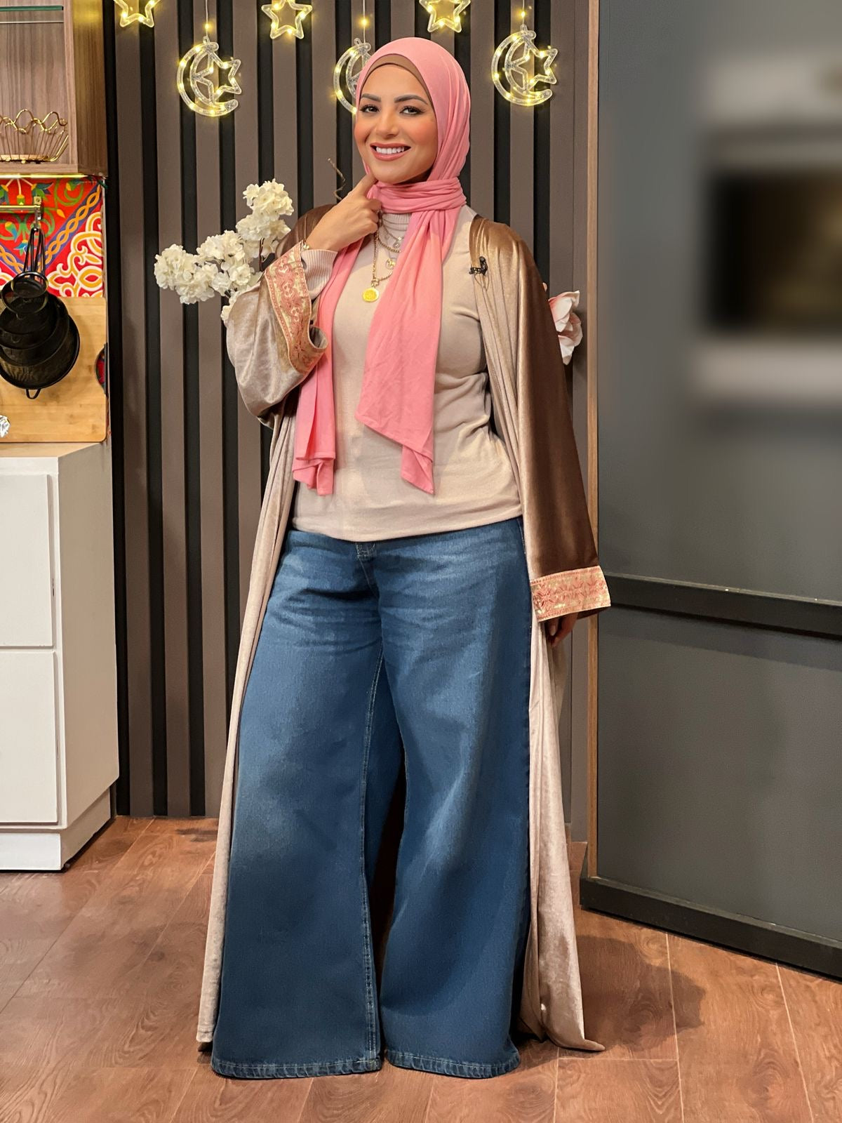 Hijab Wide Leg Denim Pants 