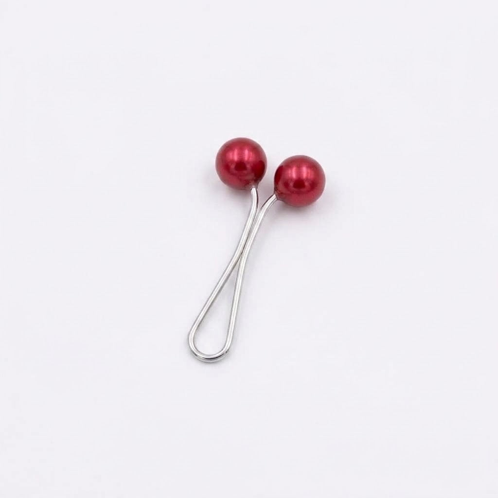 Round pearl pin Red