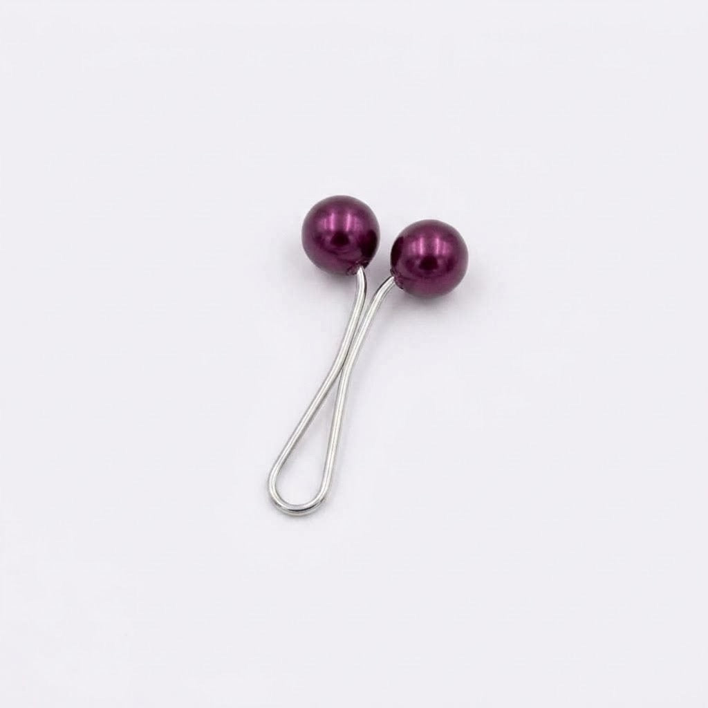 Round pearl pin Maroon