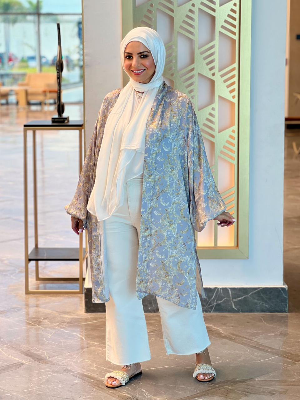 Patterned Satin Cardigan - Gray (SCG01)