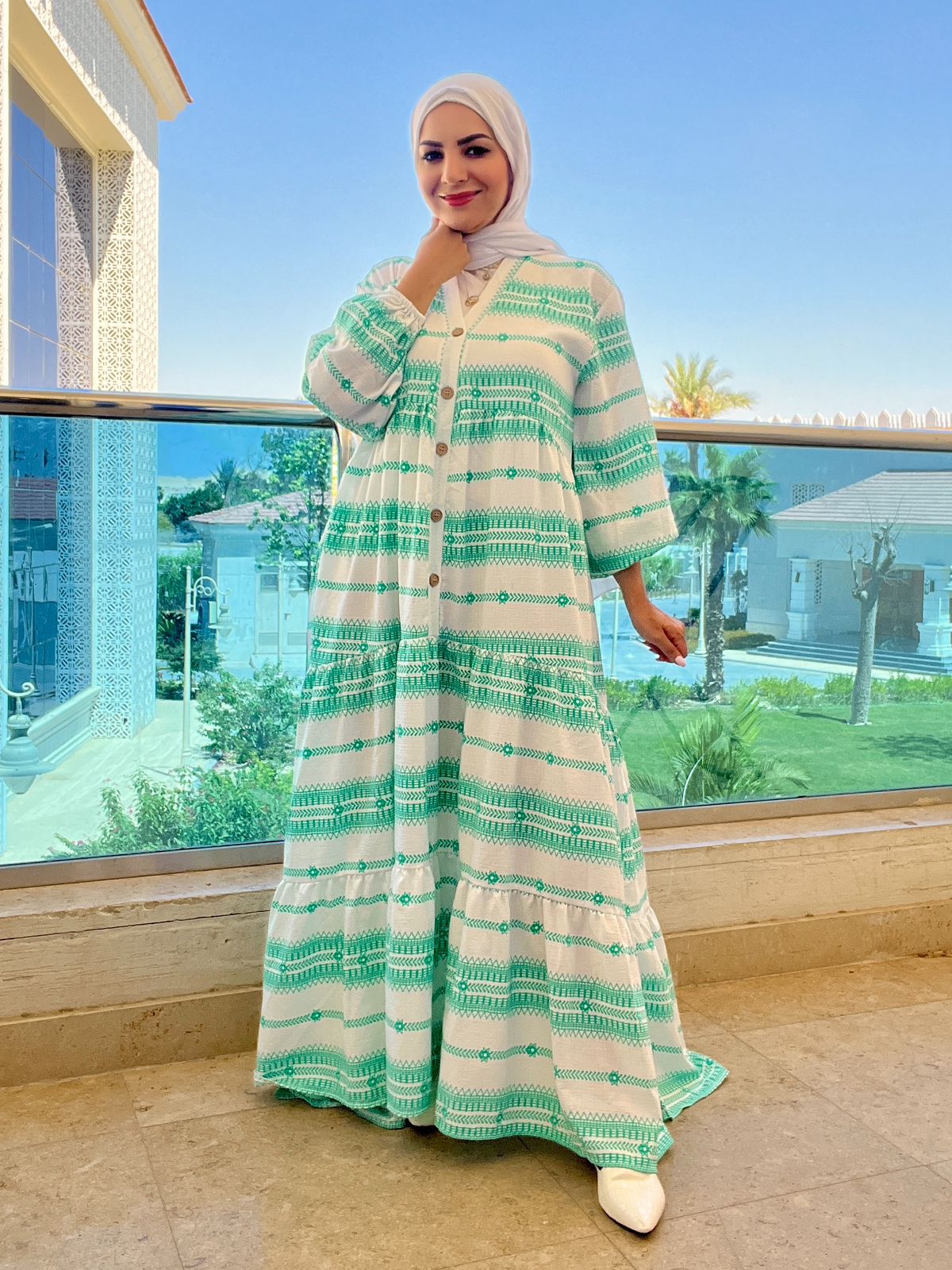 Patterned oversized dress - Mint Green