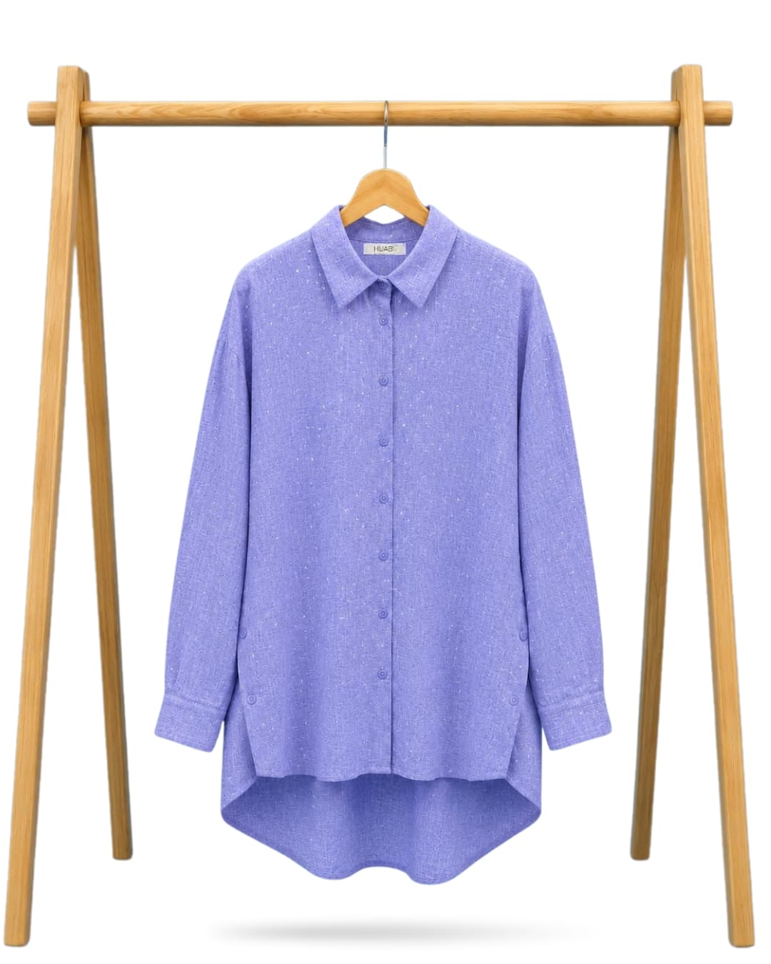 Strass Linen Shirt-babyblue