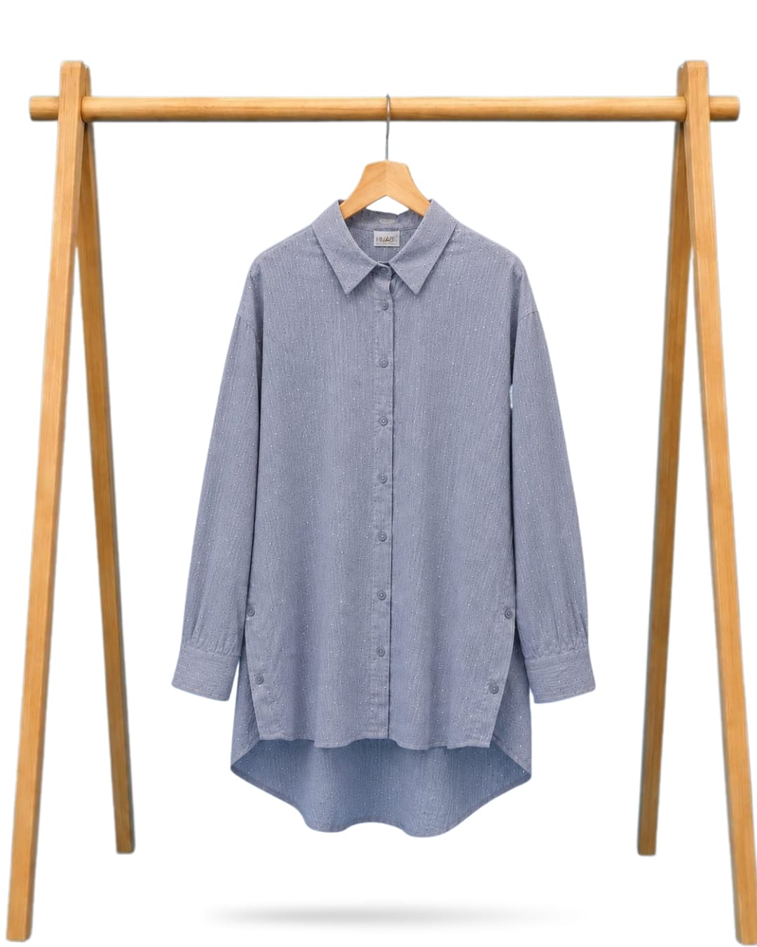 Strass Linen Shirt- gray
