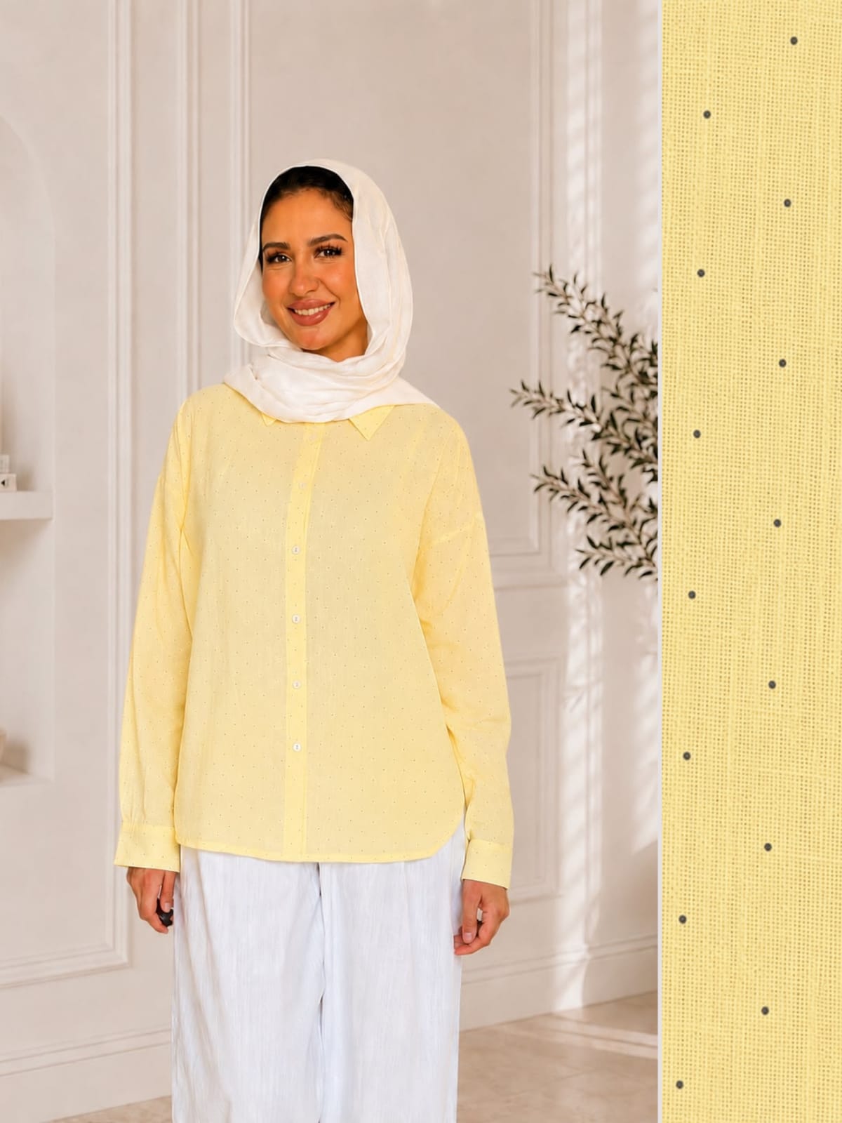 Strass Linen Shirt-Yellow