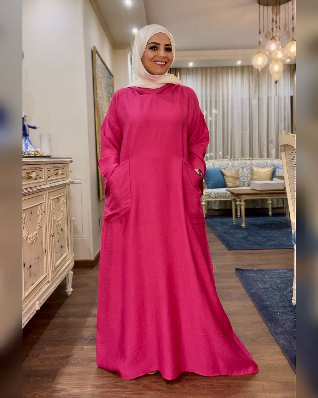Hooded Linen Dress - Fuchsia