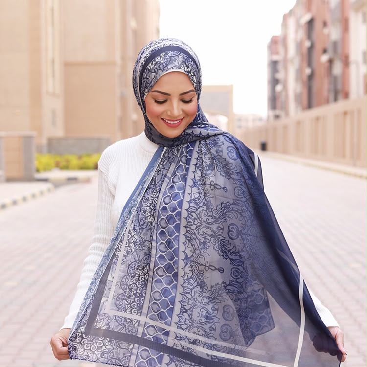Patterned Chiffon Veil -(Out-BL02)