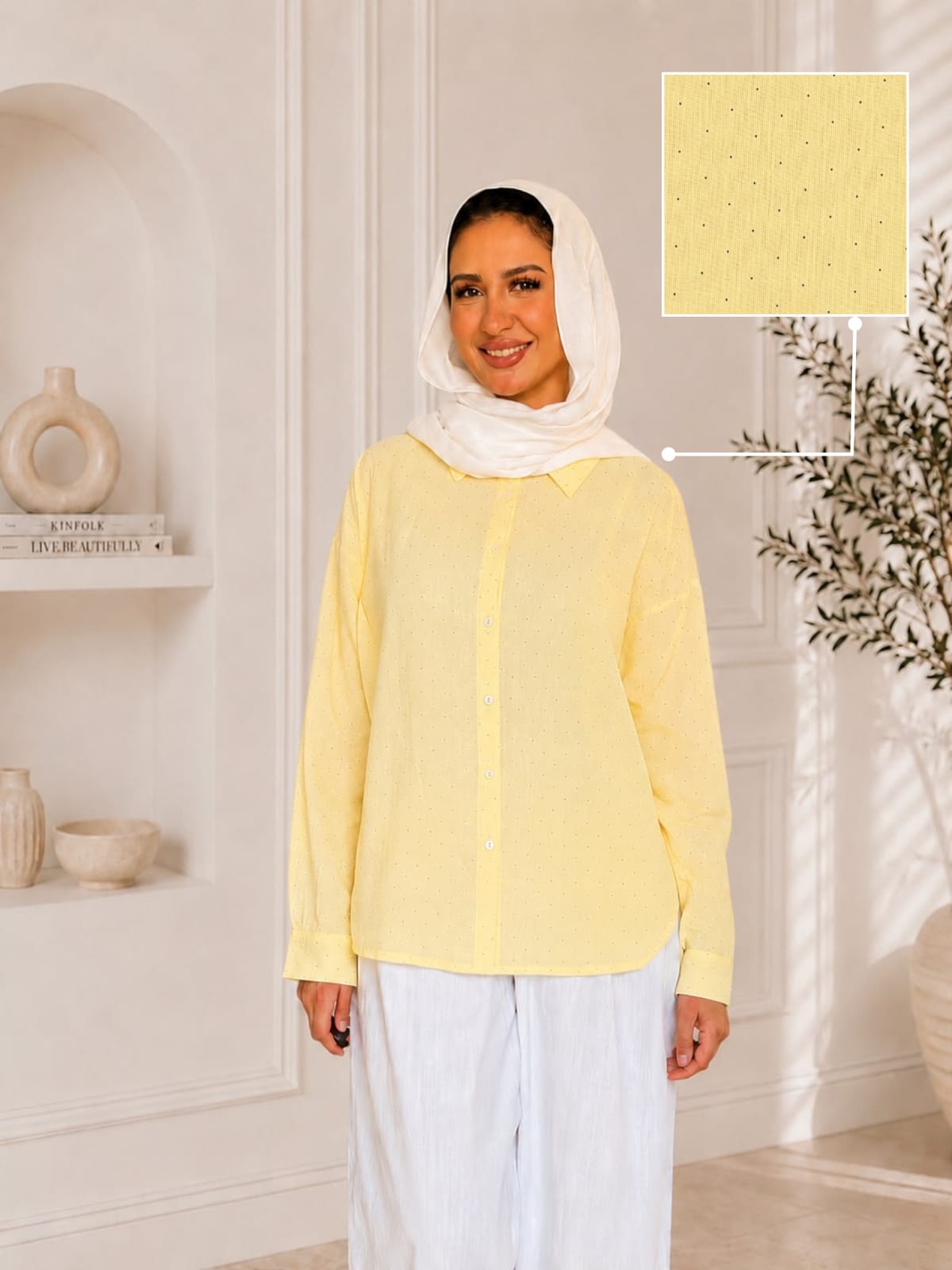 Strass Linen Shirt - Yellow (SLY04)