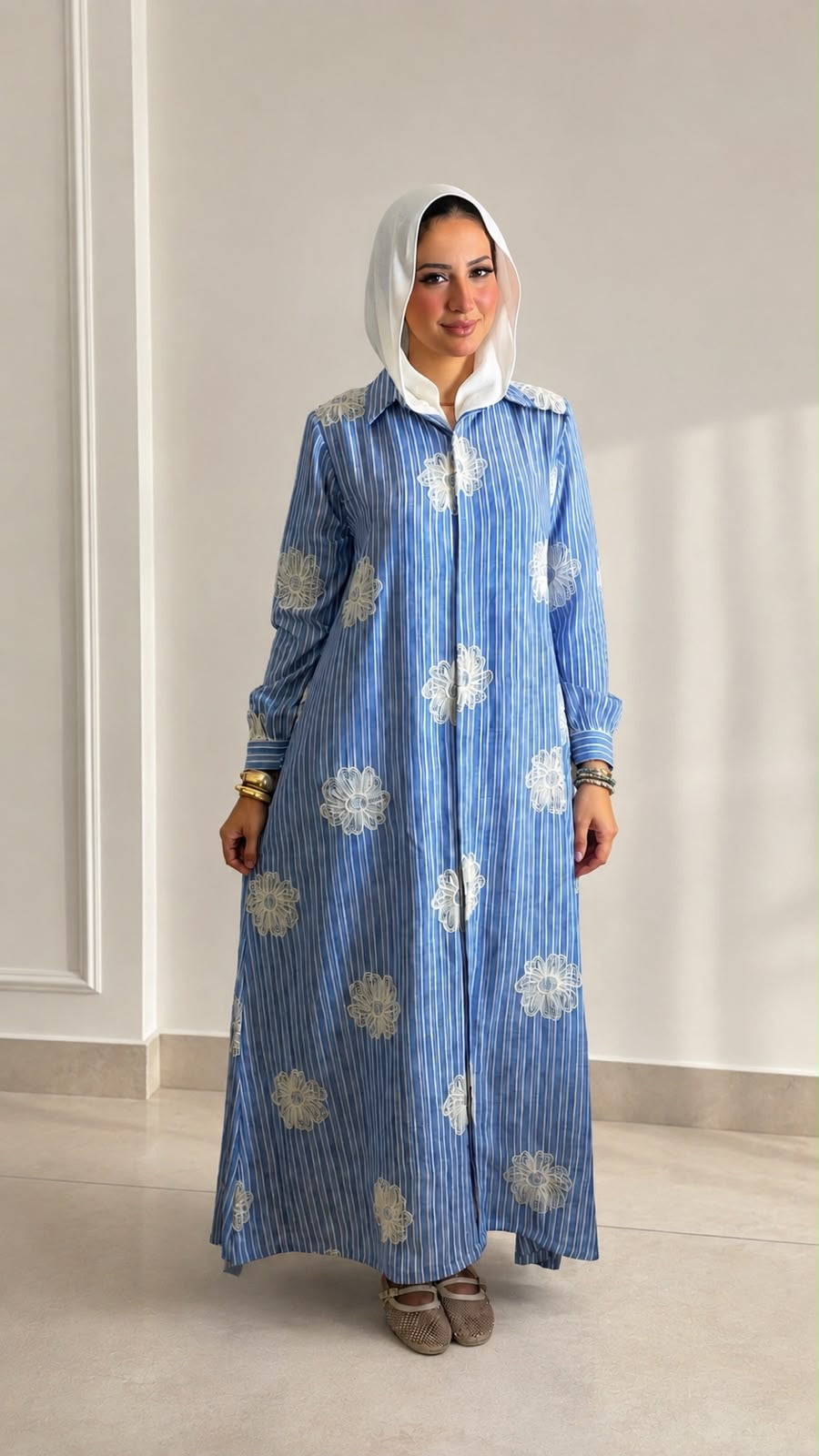 Embroidered Linen Shirt Dress-(ELD03)