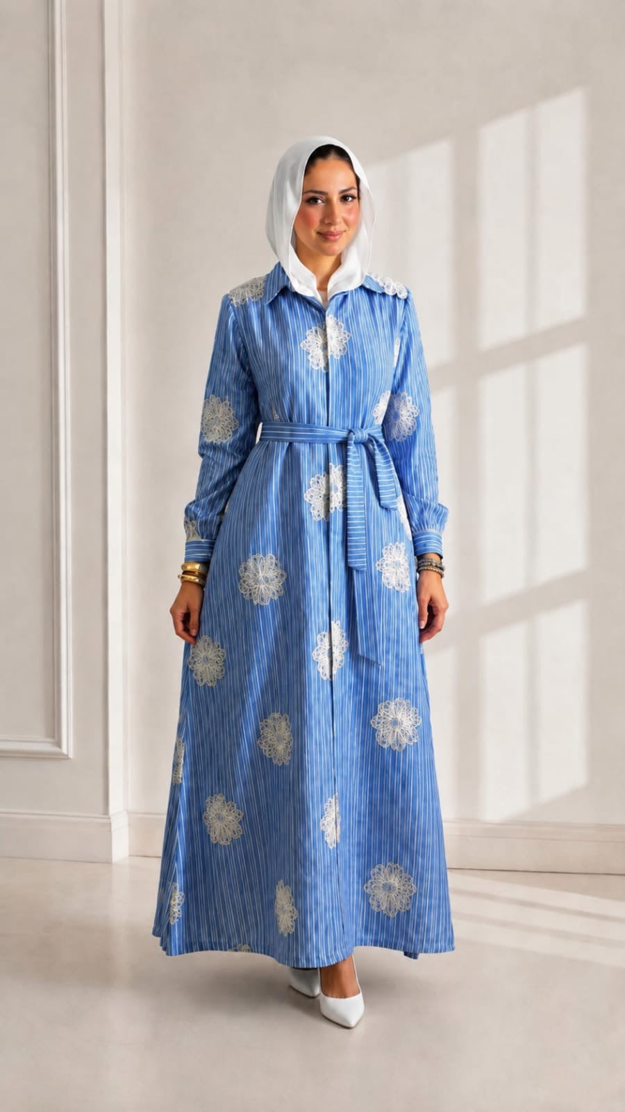 Embroidered Linen Shirt Dress-(ELD03)