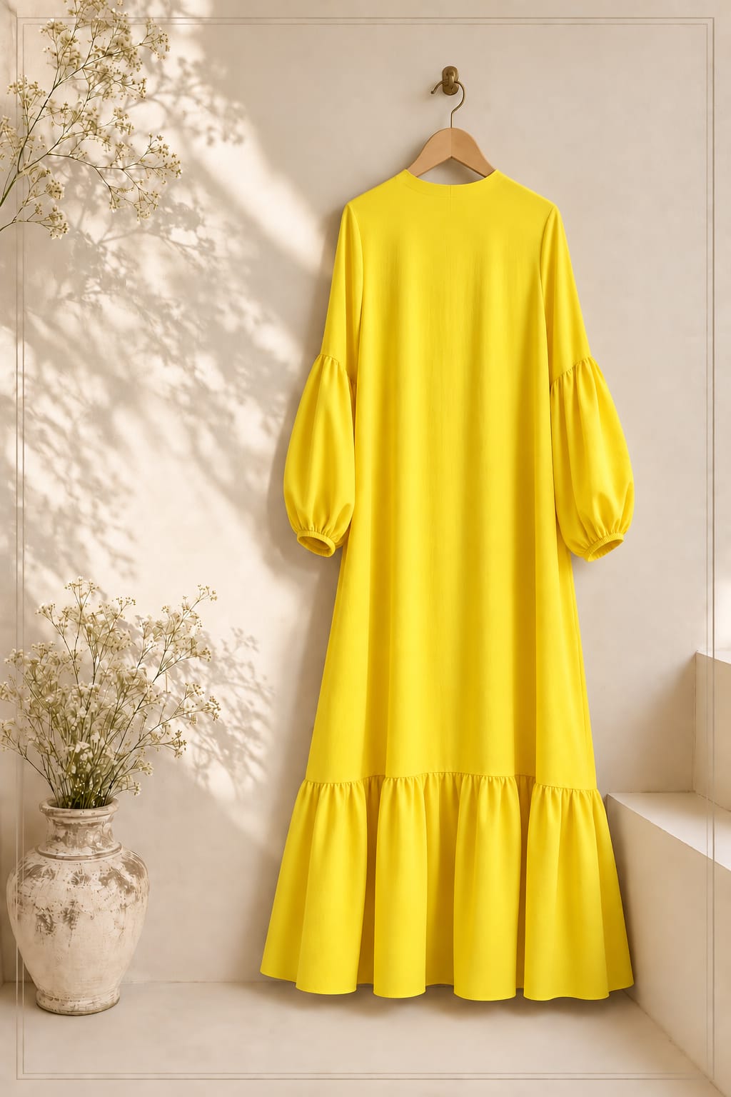 Ruffled basic dress - Yellow (RBDO01)