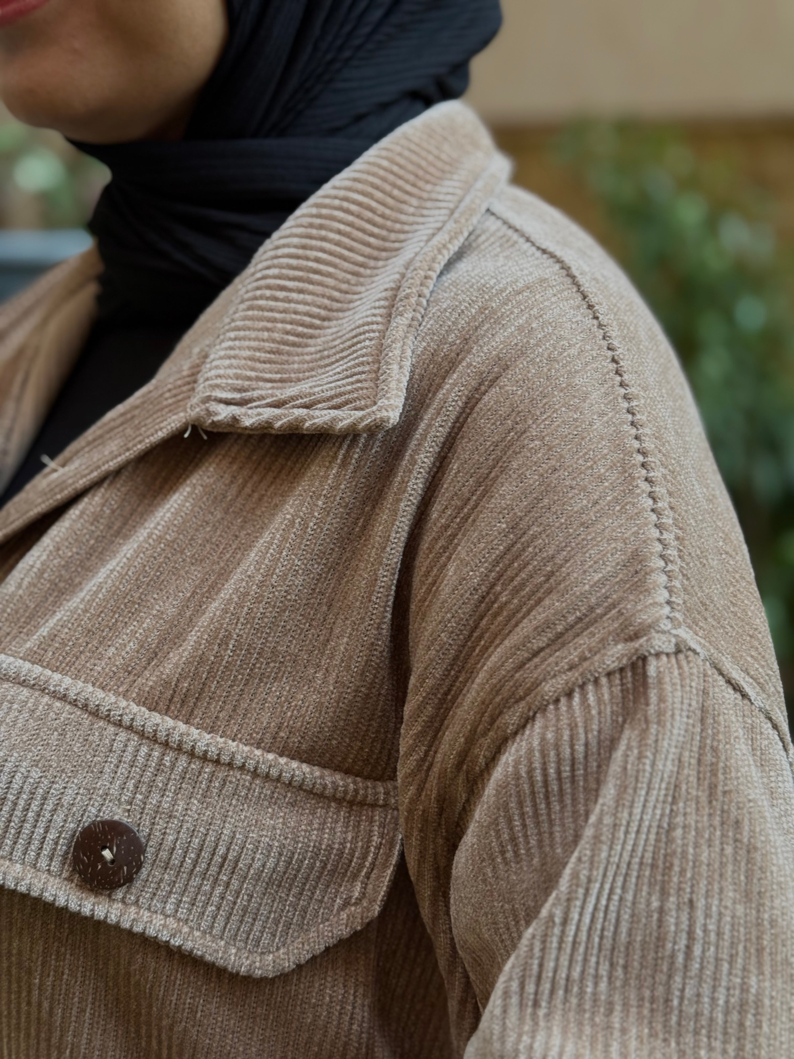 Over-sized Corduroy Shirt - beige