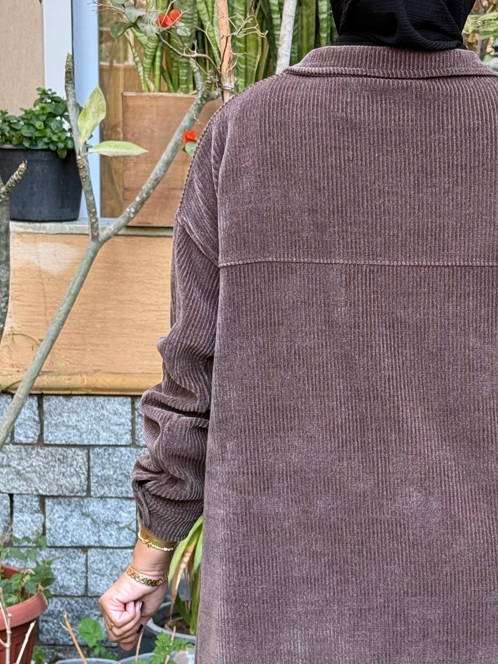 Over-sized Corduroy Shirt - Brown