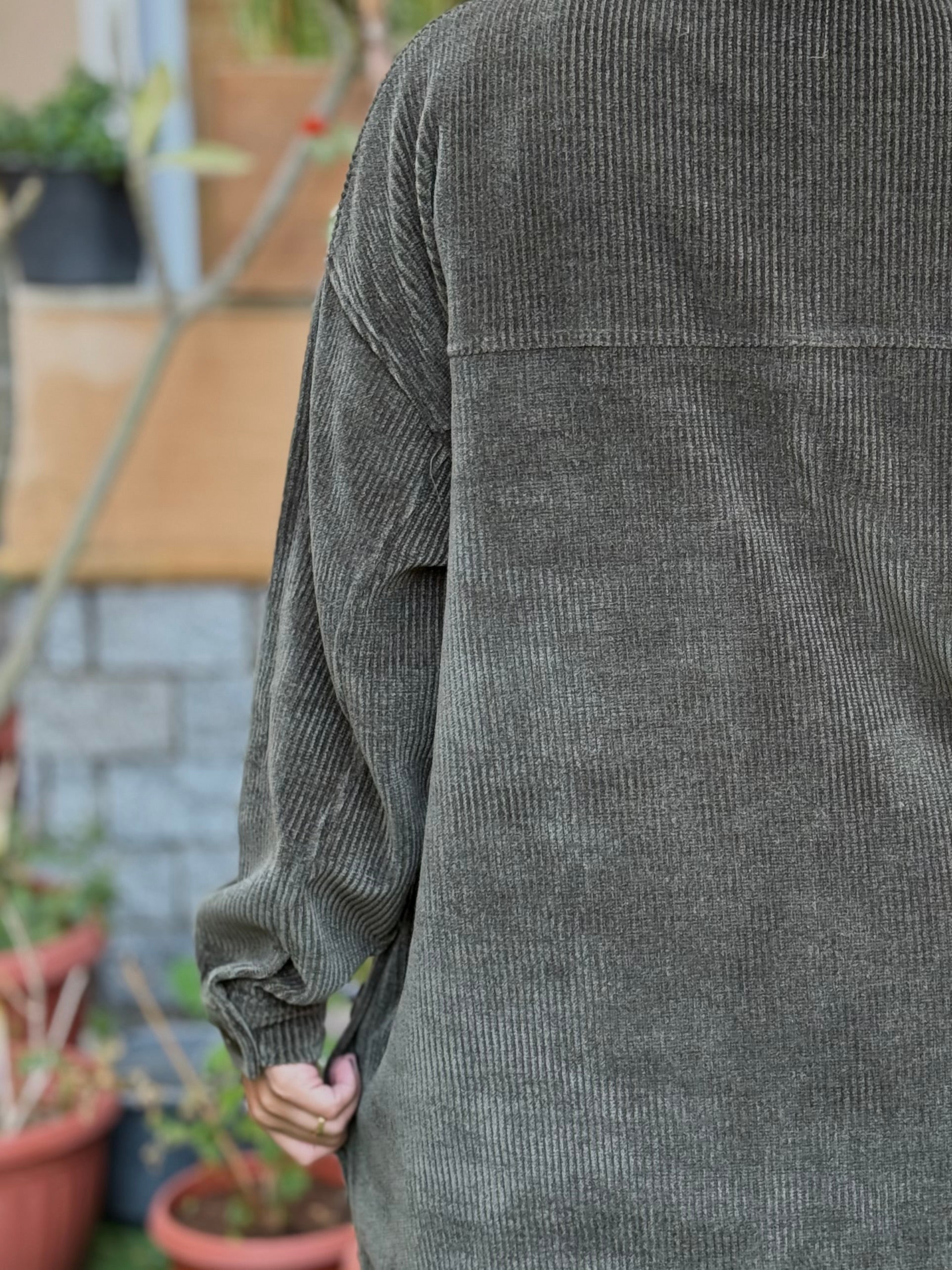 Over-sized Corduroy Shirt - olive