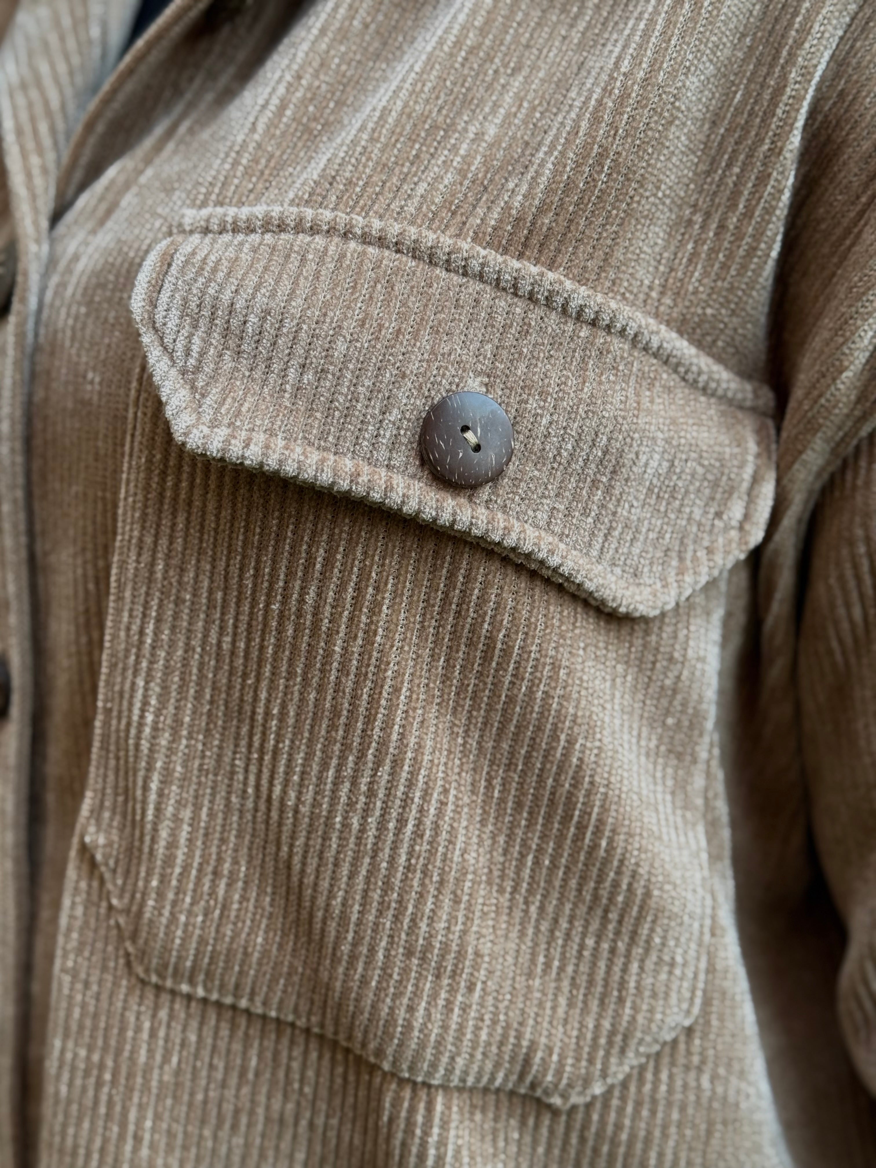Over-sized Corduroy Shirt - beige