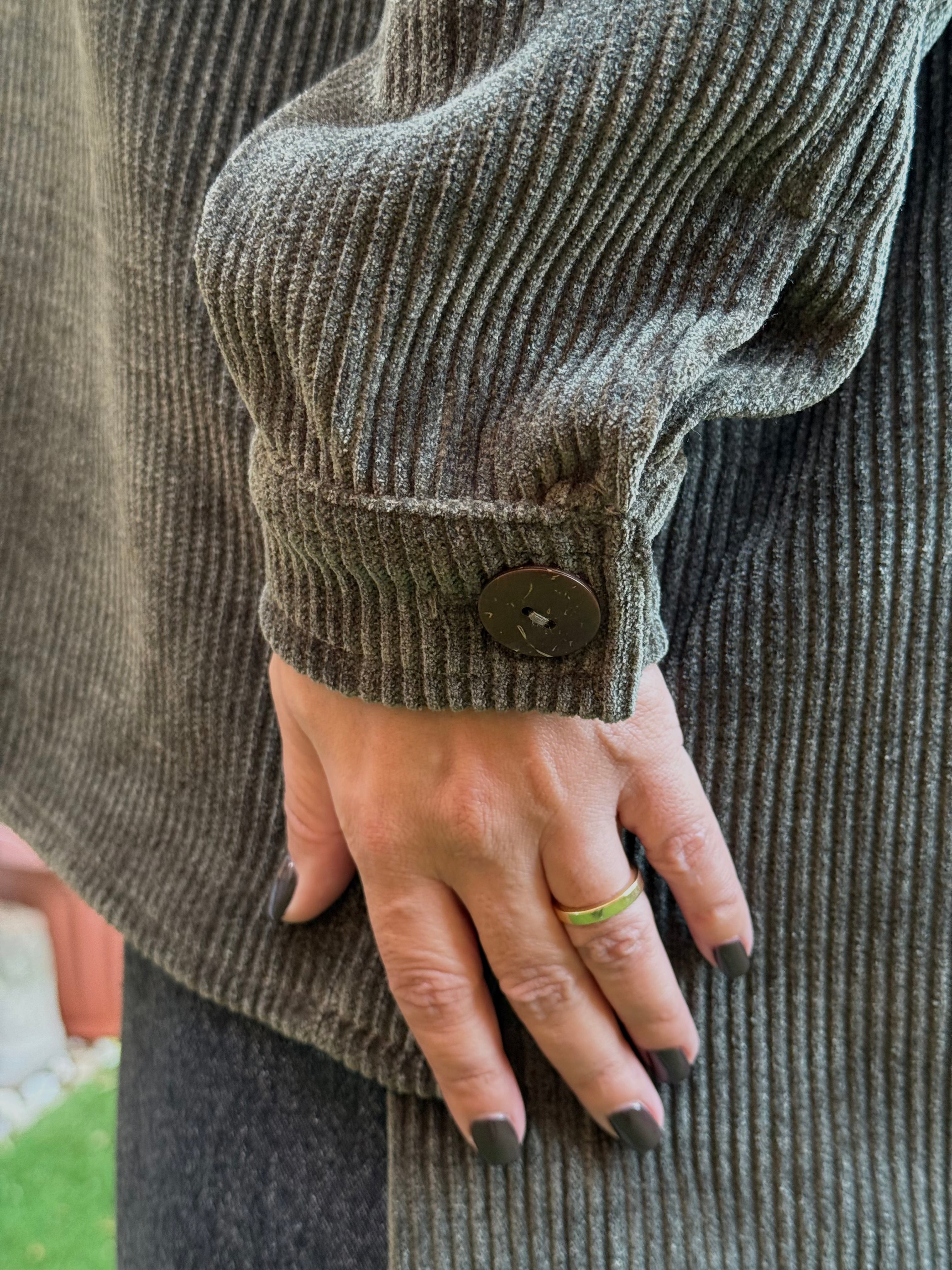 Over-sized Corduroy Shirt - olive