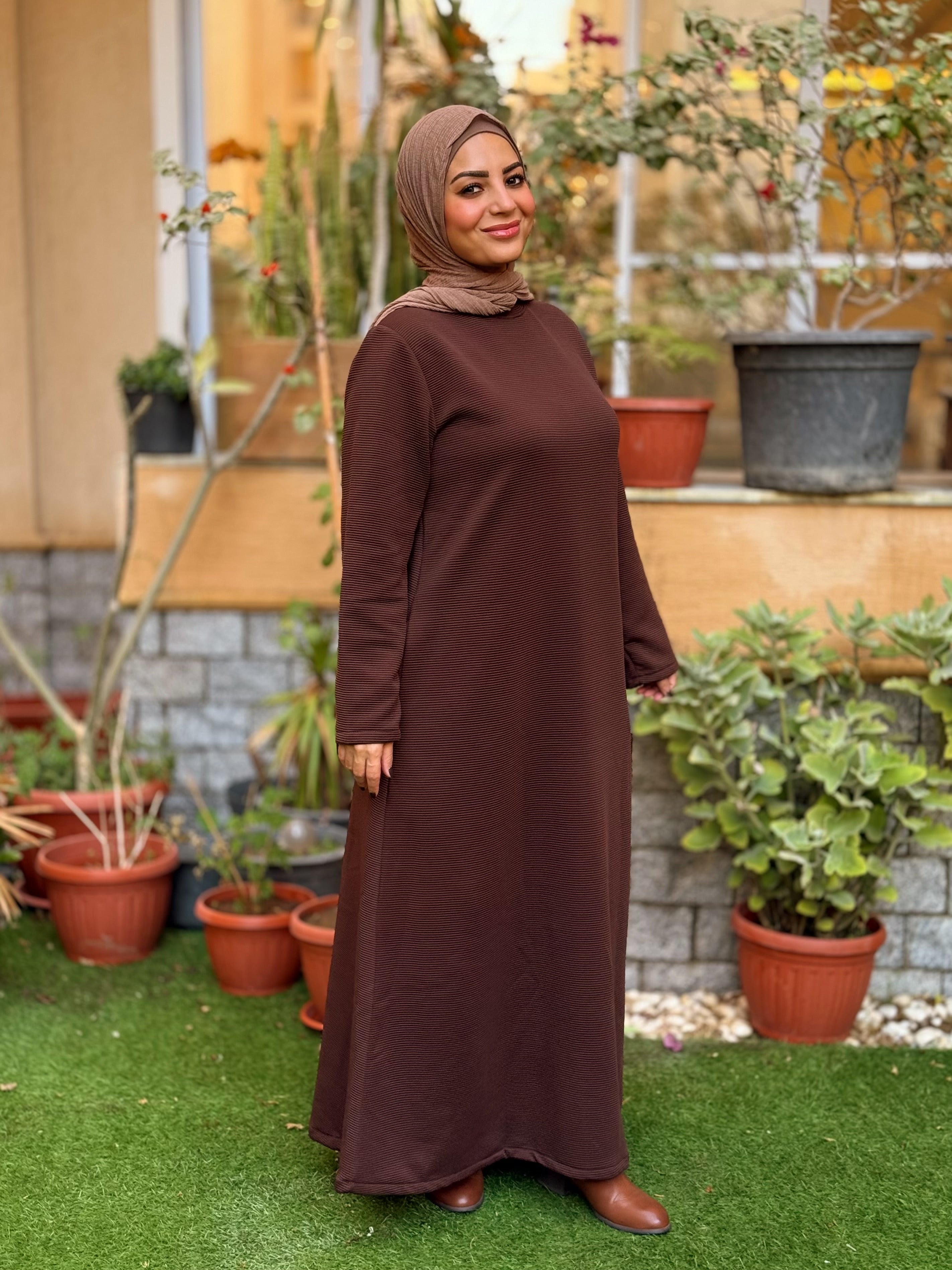 Winter A-line Dress Brown