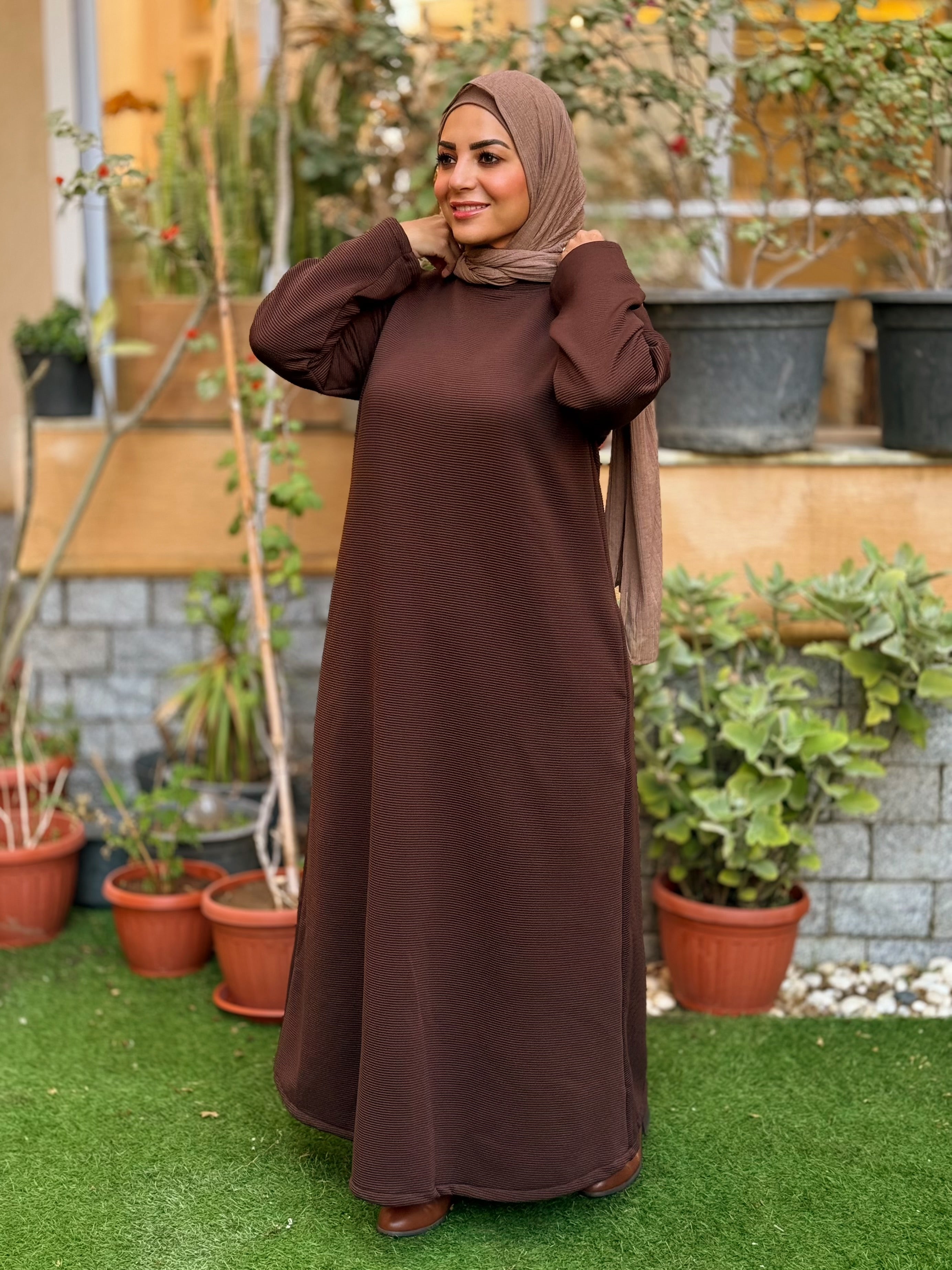 Winter A-line Dress Brown