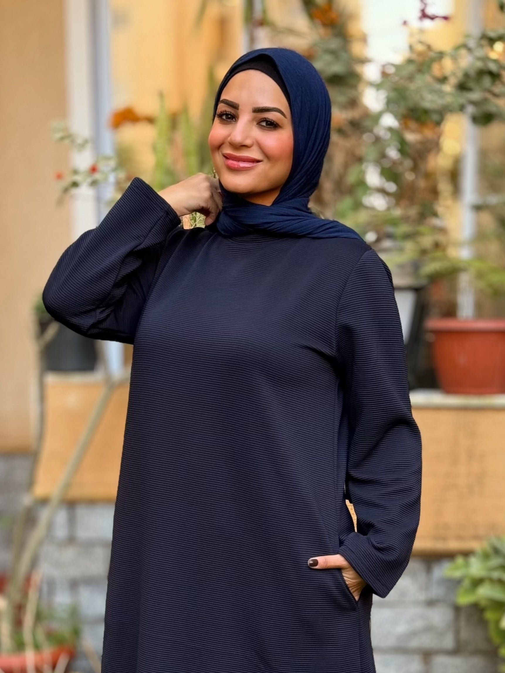 Winter A-line Dress Dark Blue