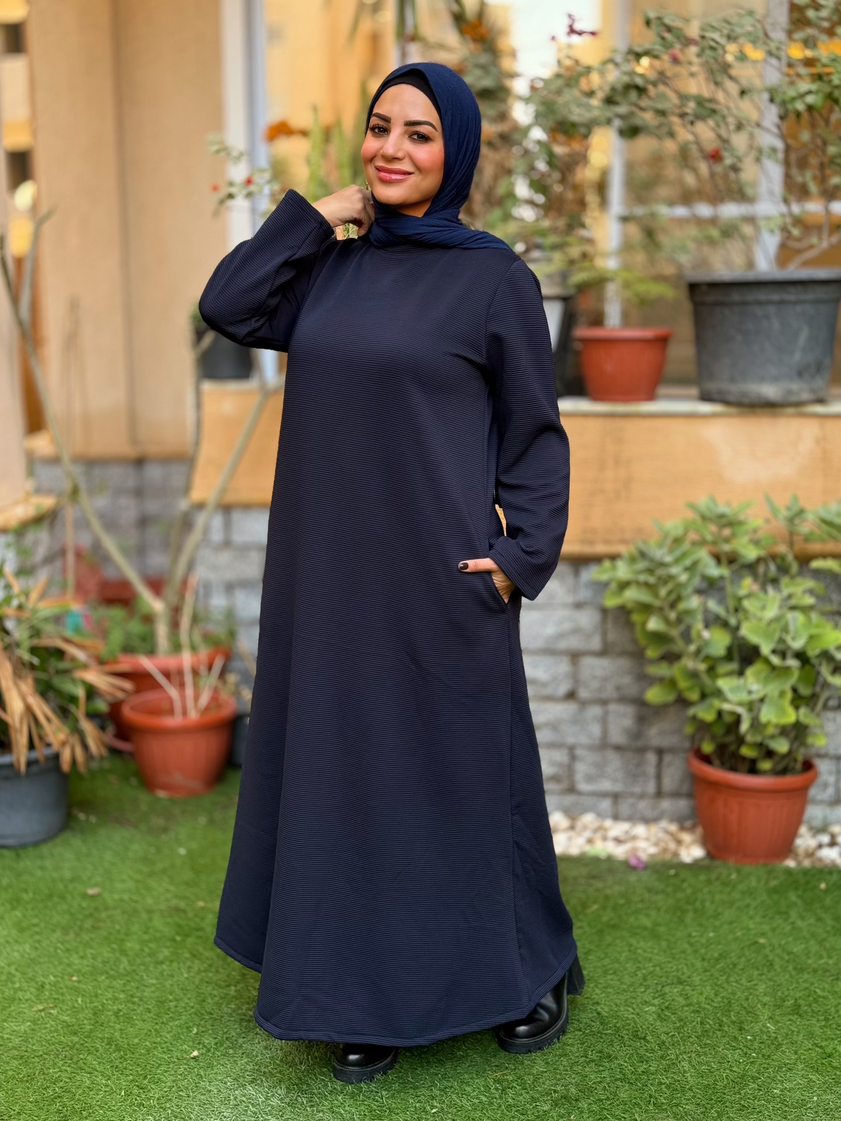 Winter A-line Dress Dark Blue