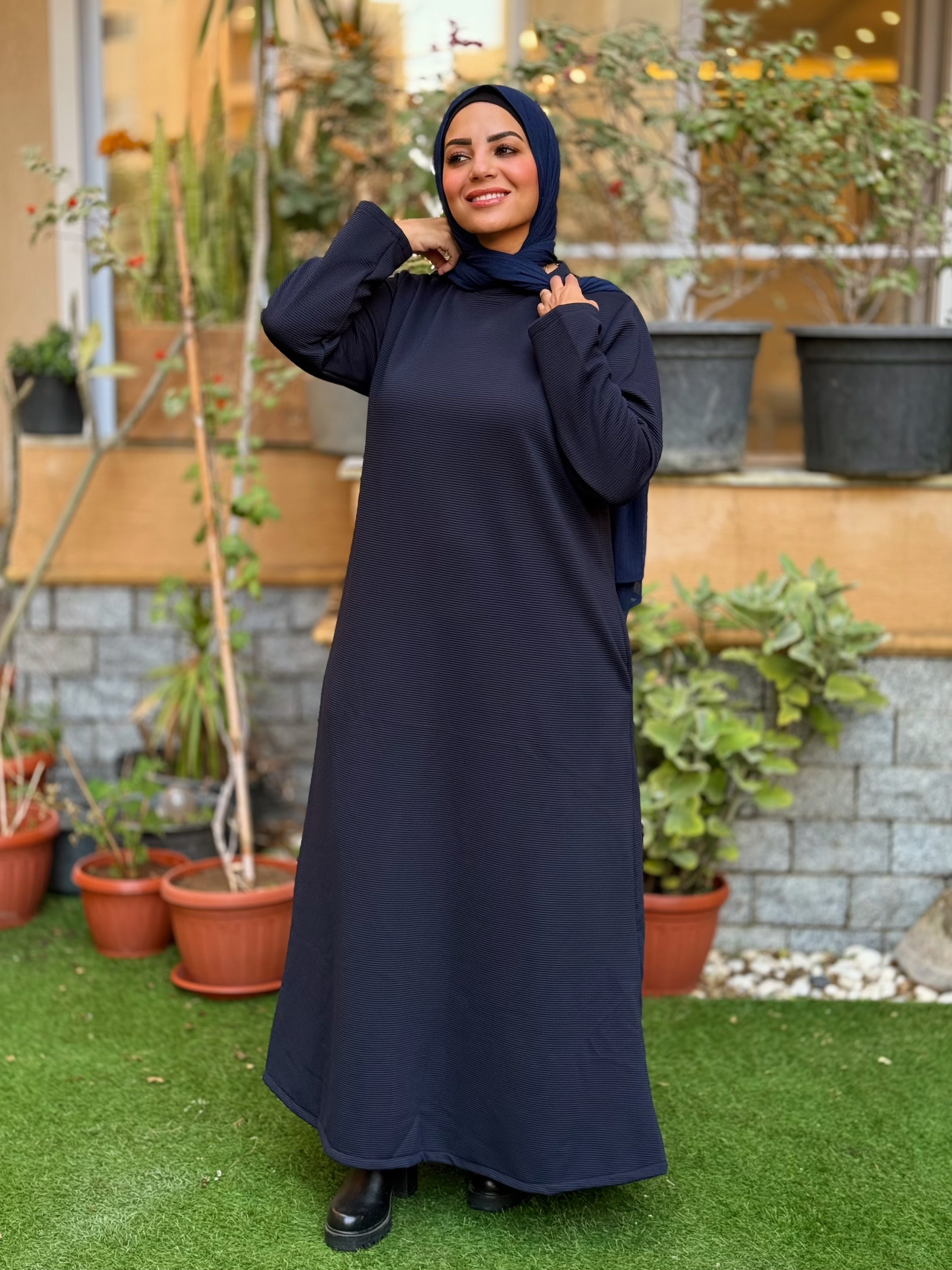 Winter A-line Dress Dark Blue